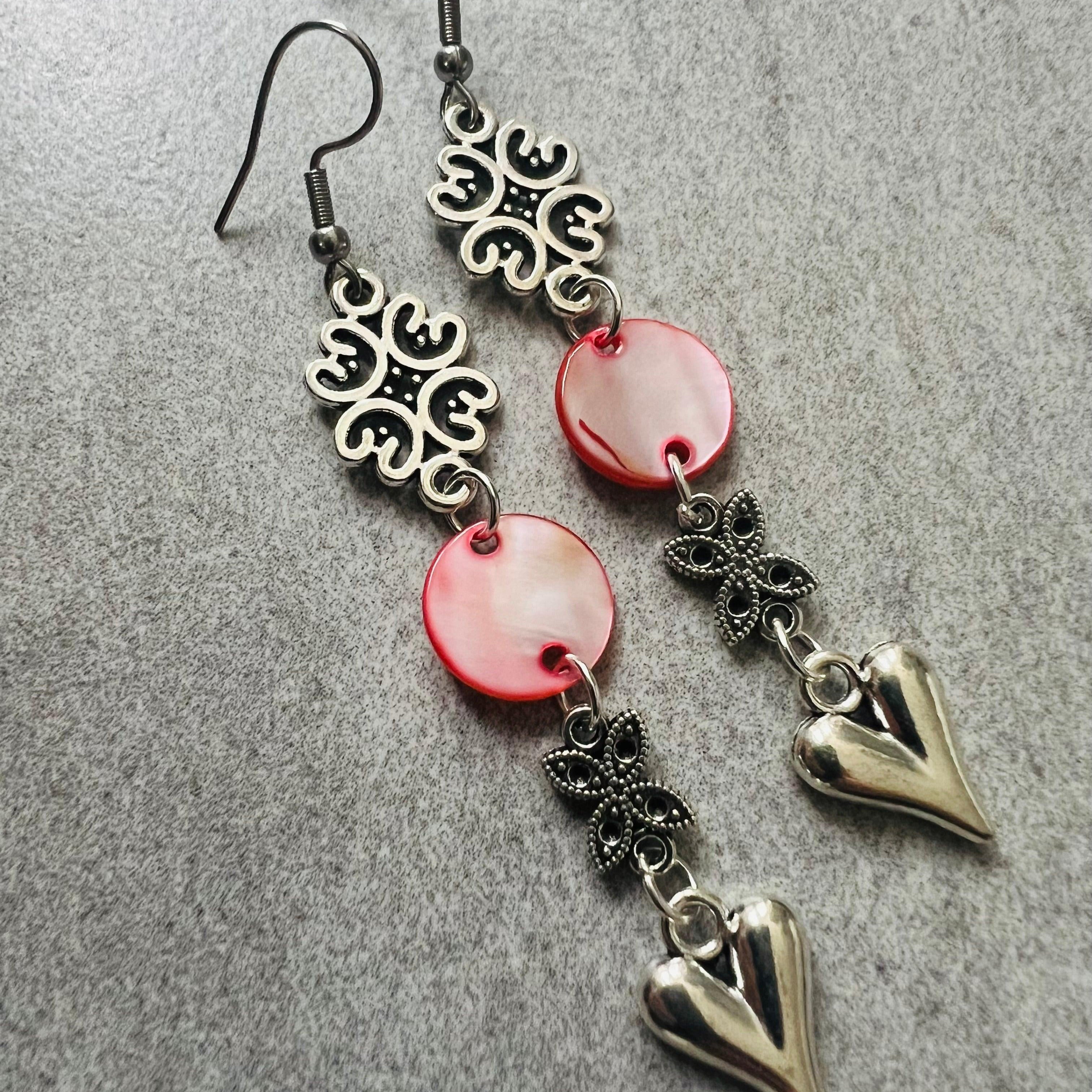 Boucles d’oreilles HELIANE style bohème rouge - Créations Uniques - Créations Uniques