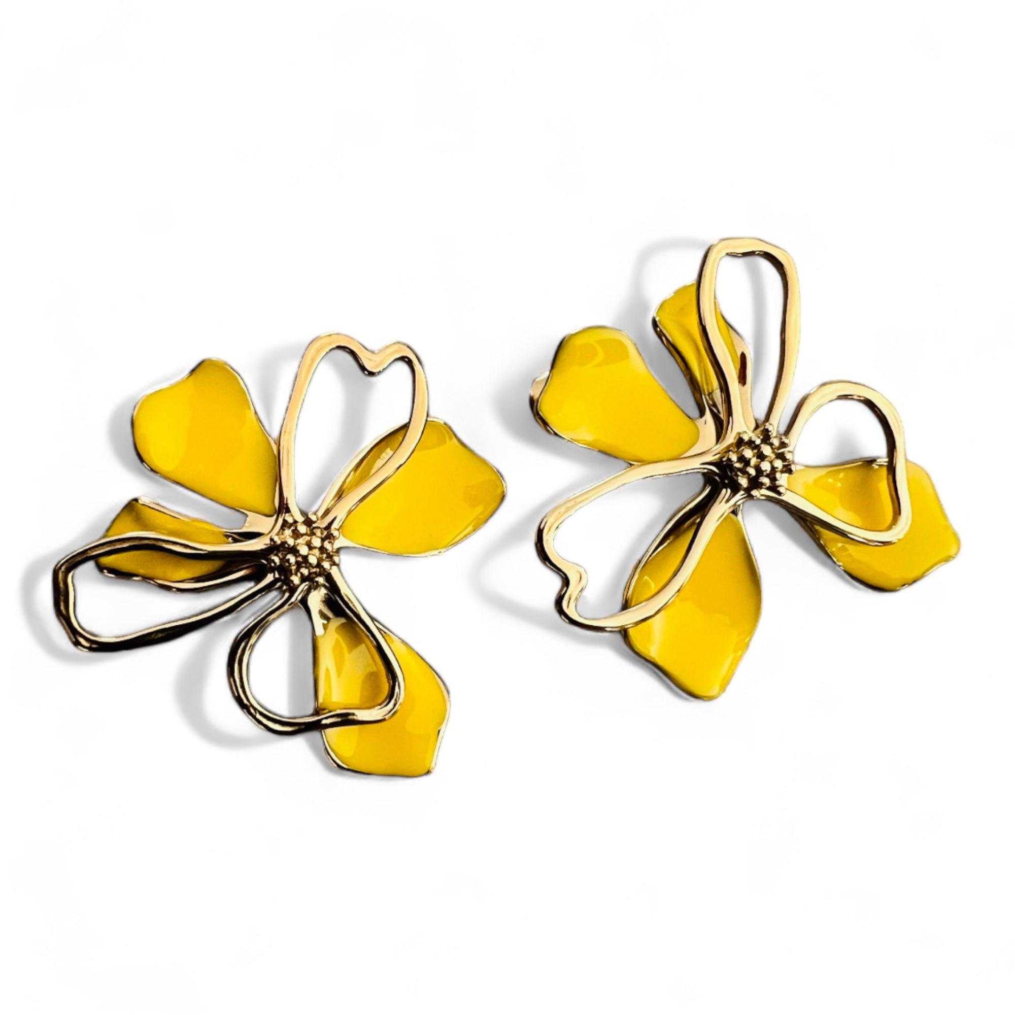 Boucles d’oreilles CELIA fleurs jaunes - Créations Uniques
