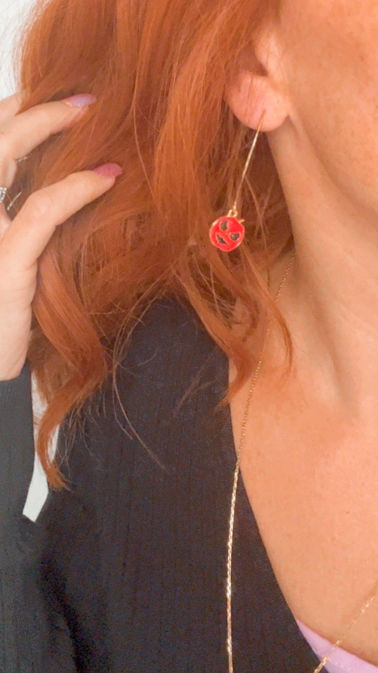 Boucles d’oreilles HALLOWEEN asymétriques oranges et rouges - Créations Uniques - Créations Uniques