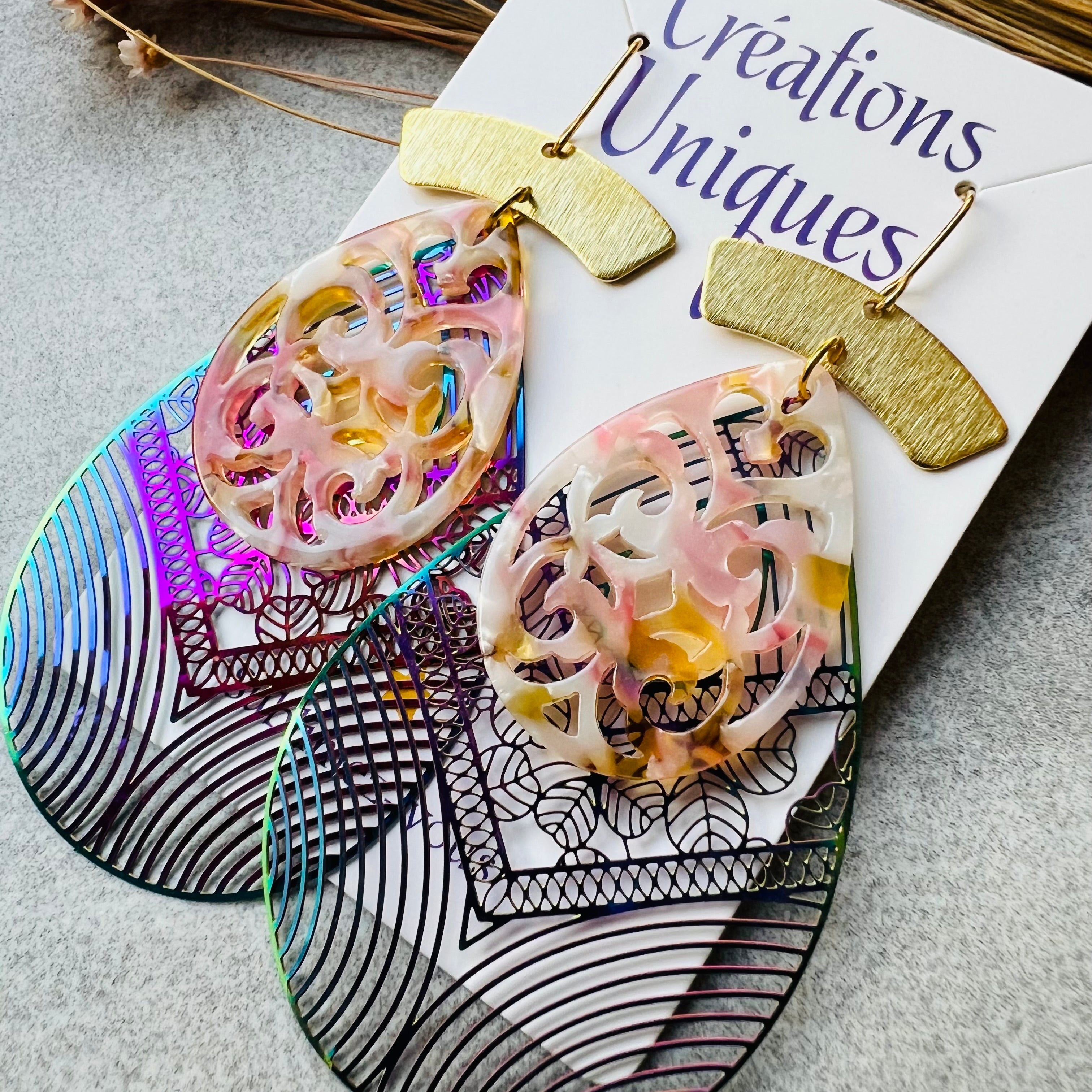 Boucles d’oreilles PERLA style bohème - Créations Uniques - Créations Uniques