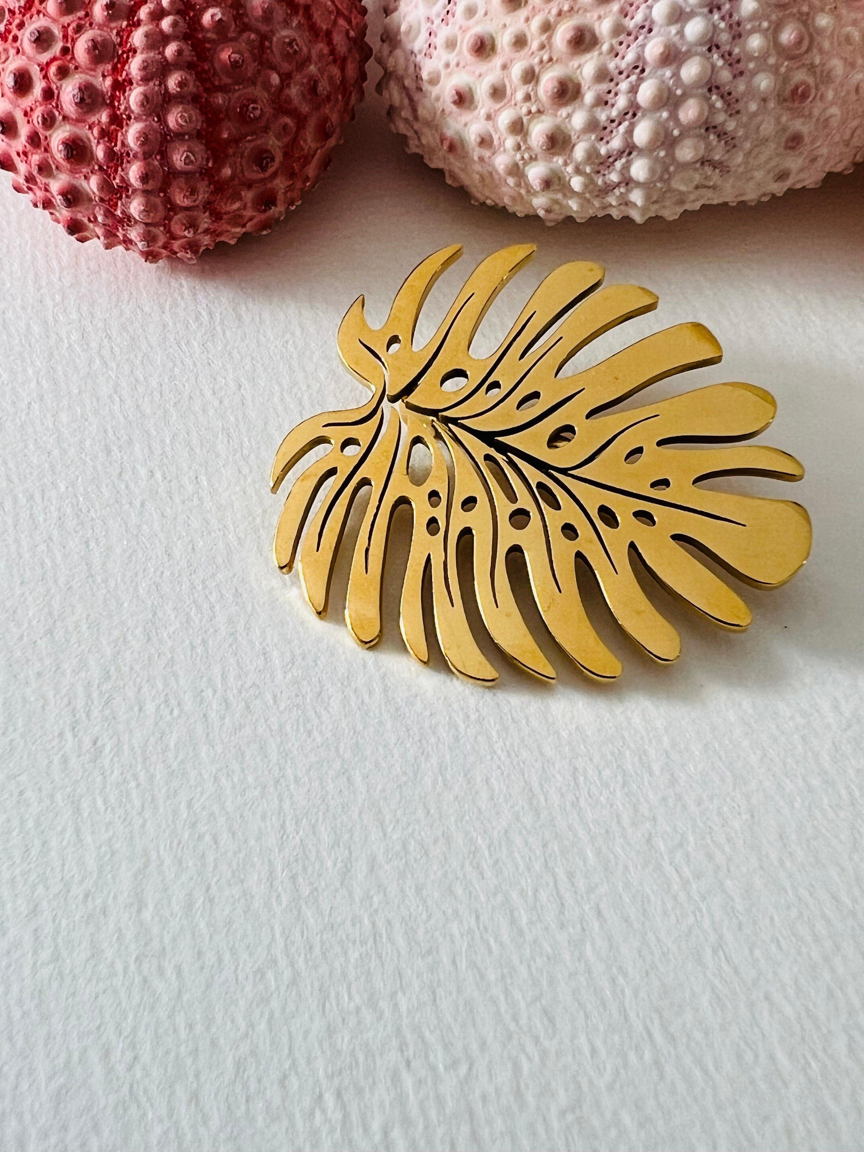 Broche HOLIDAYS feuille tropicale - Créations Uniques