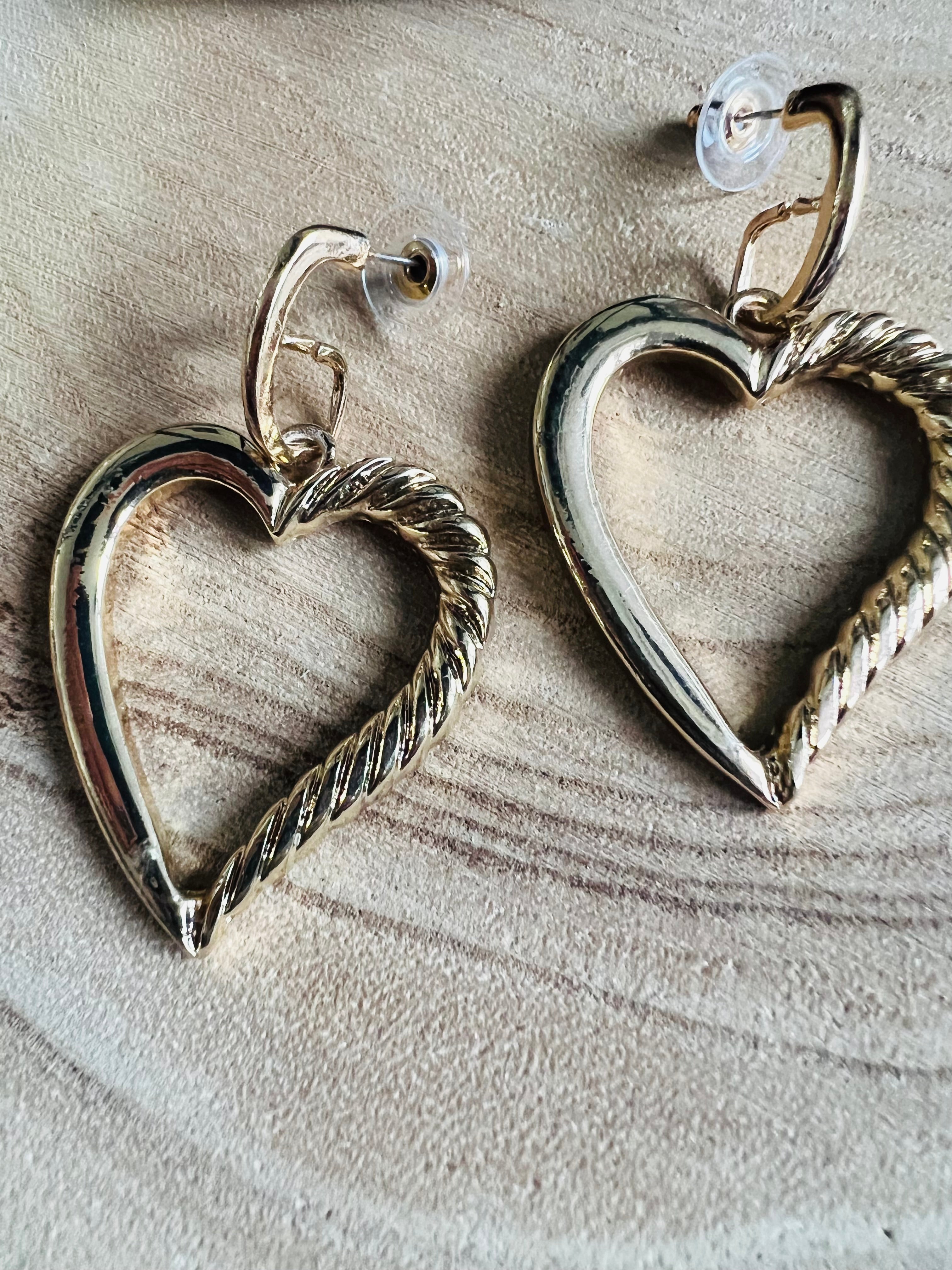 Boucles d’oreilles COLINE coeurs dorés - Créations Uniques