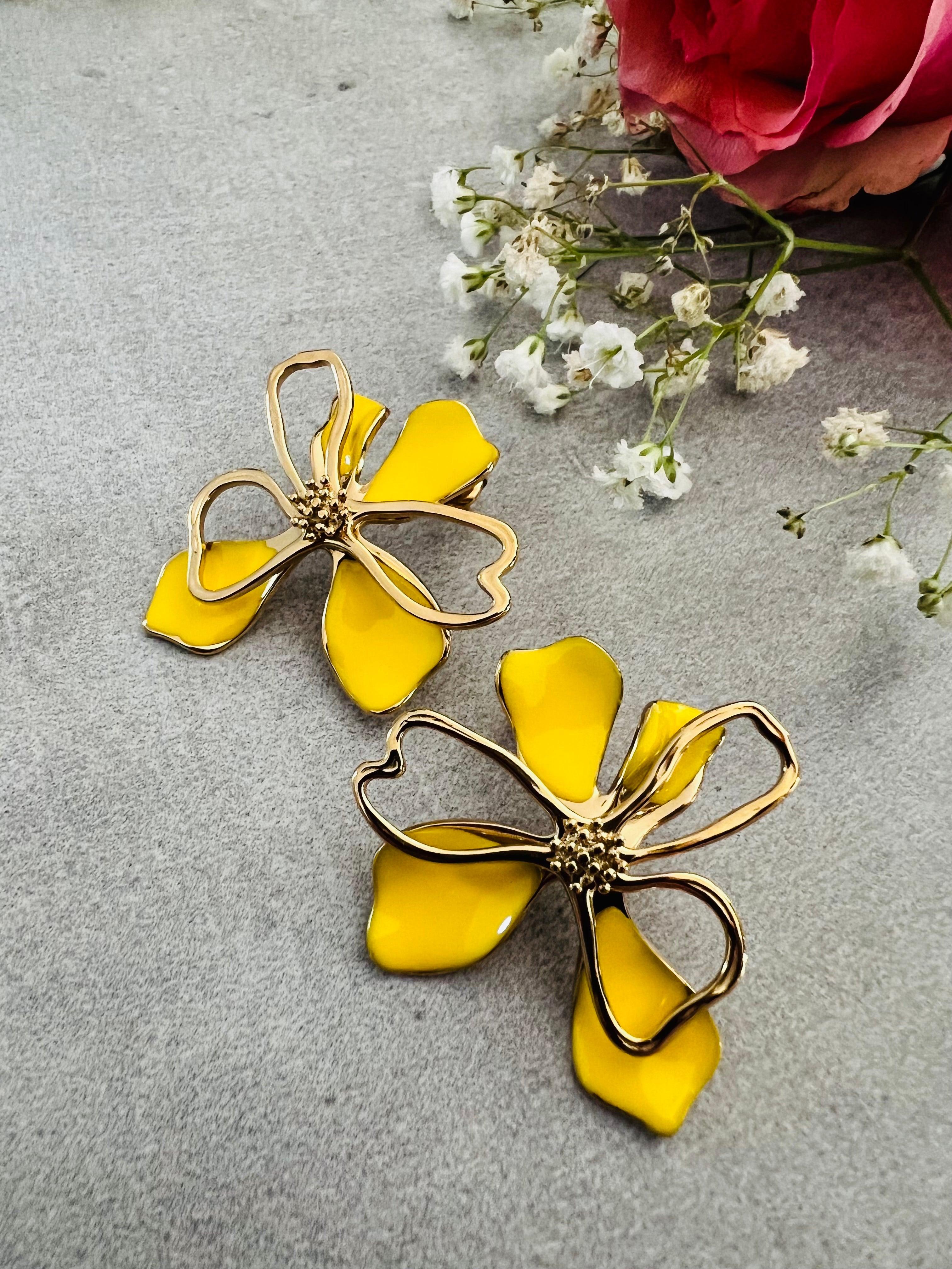 Boucles d’oreilles CELIA fleurs jaunes - Créations Uniques