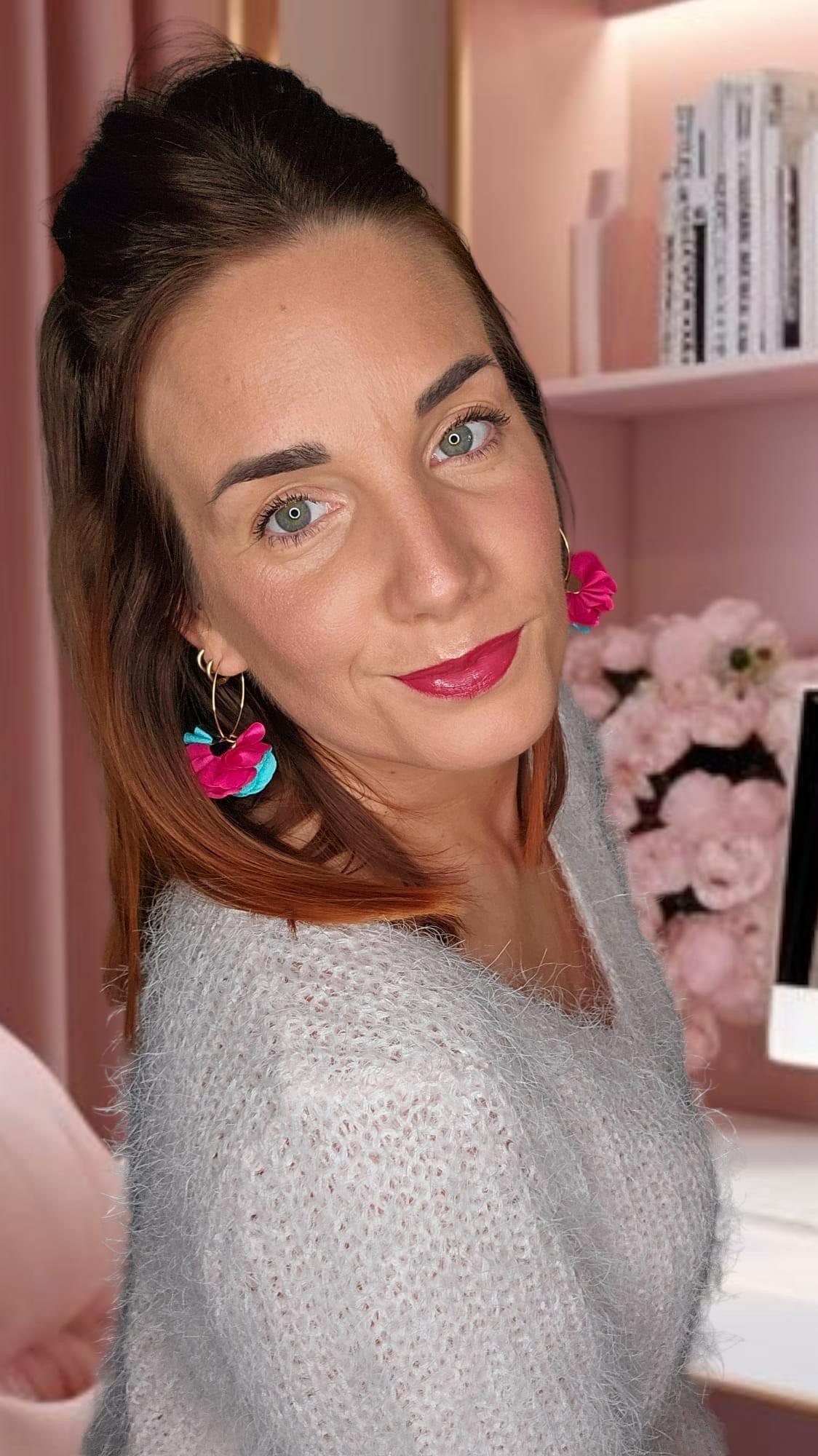 Boucles d’oreilles CASSIE pampilles tissu tricolores - Créations Uniques - Créations Uniques