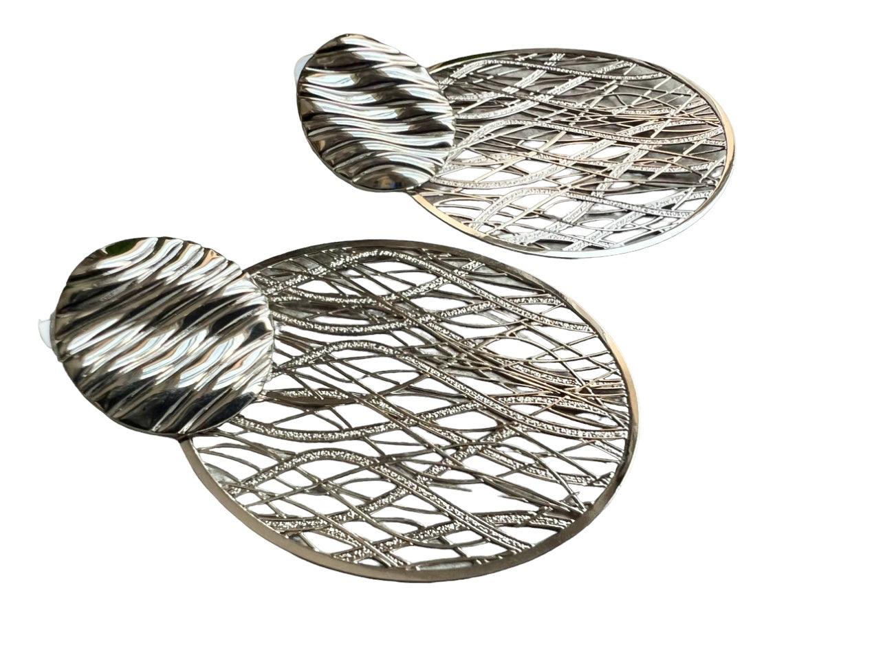 Boucles d’oreilles MARILOU 1 ovale argenté très léger. - Créations Uniques