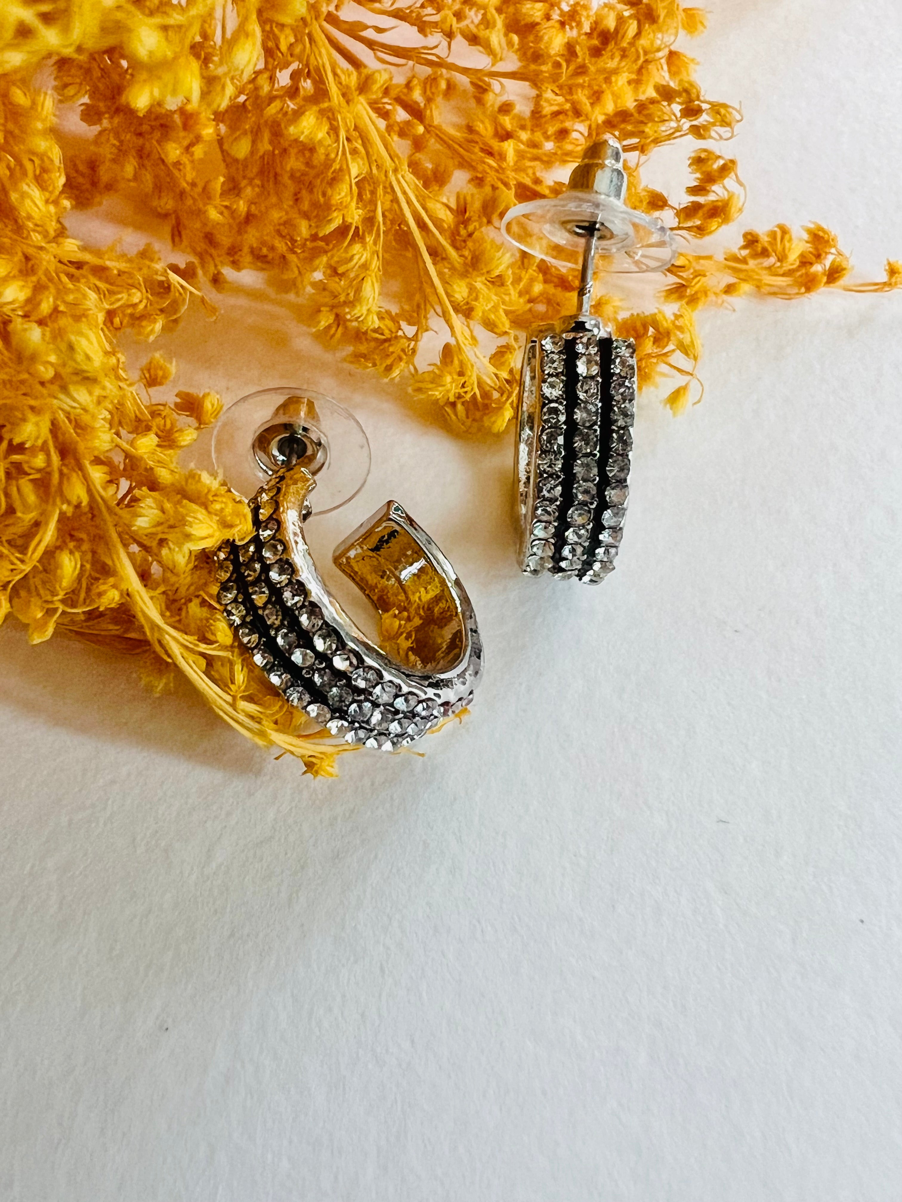 Boucles d’oreilles FELICIA mini créoles argentées strass - Créations Uniques