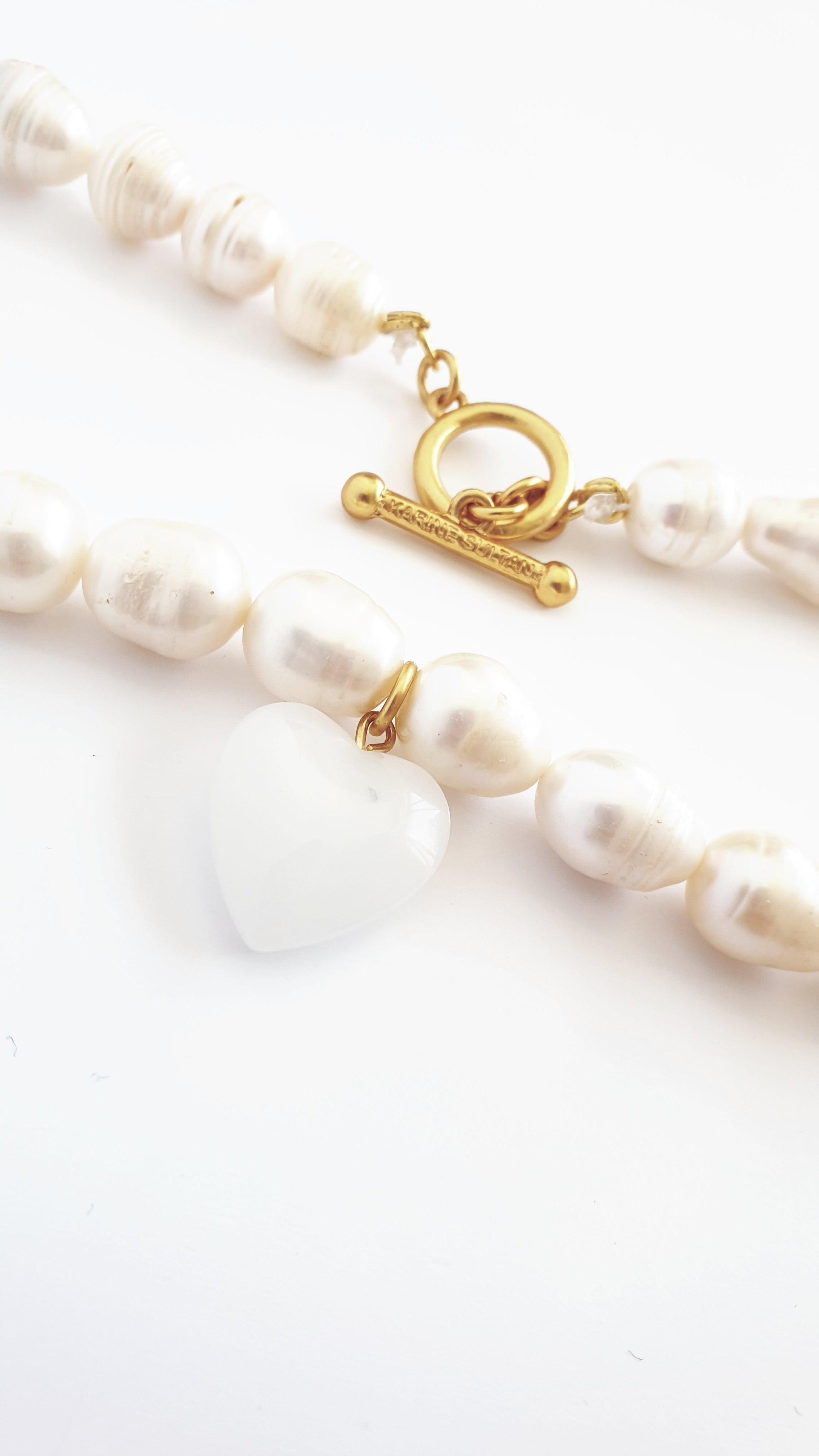 N74611 Collier perles et pendentif cœur - Karine Sultan - Créations Uniques