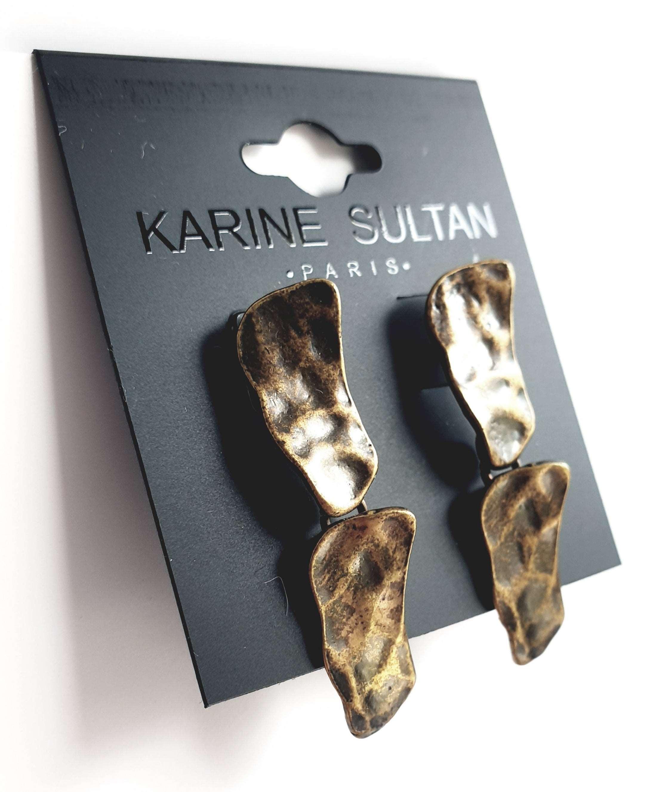E57040 Boucles d'oreilles pendantes pavés - Karine Sultan - Créations Uniques