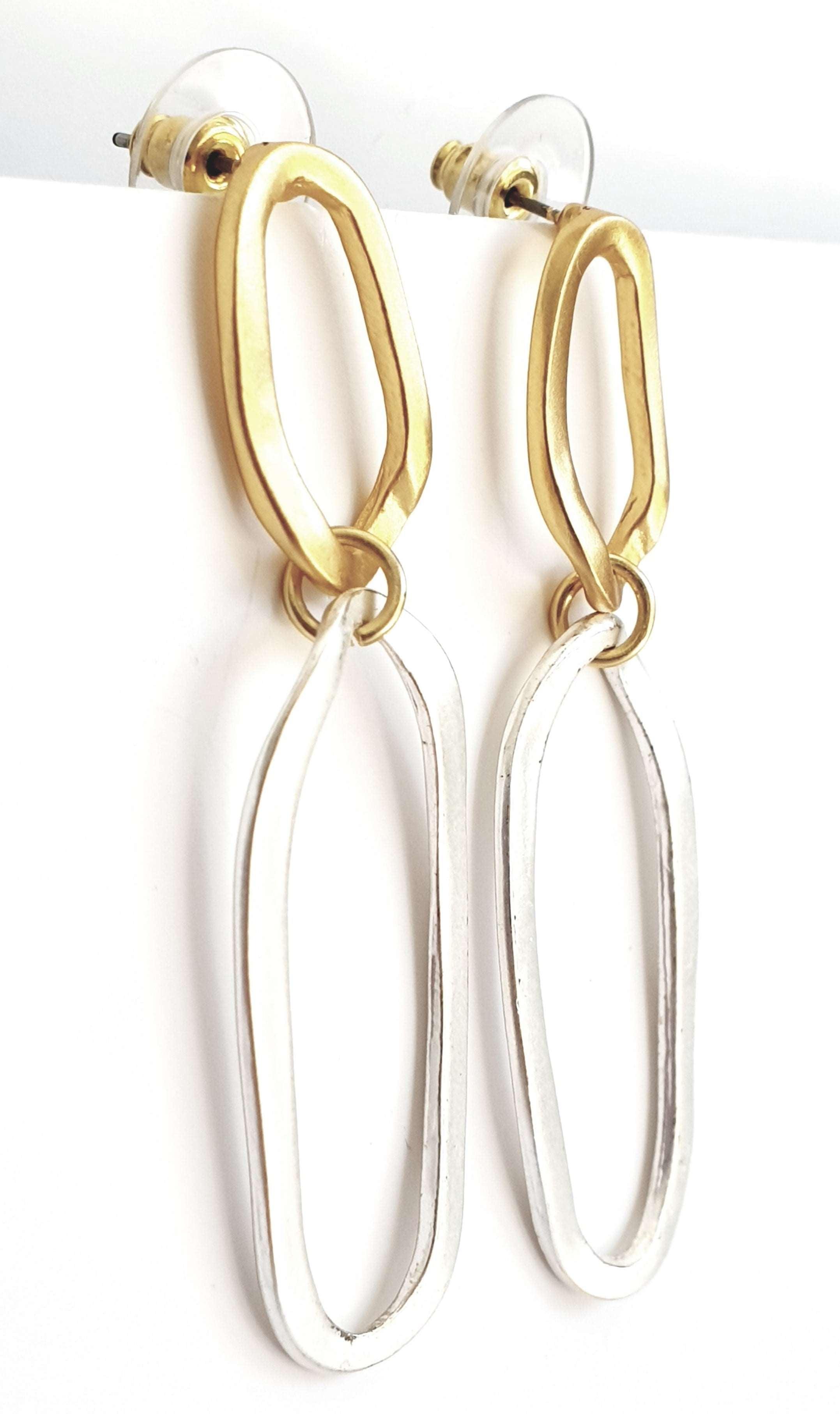 E70753 Boucles d'oreilles maxi à monture ovale - Karine Sultan - Créations Uniques