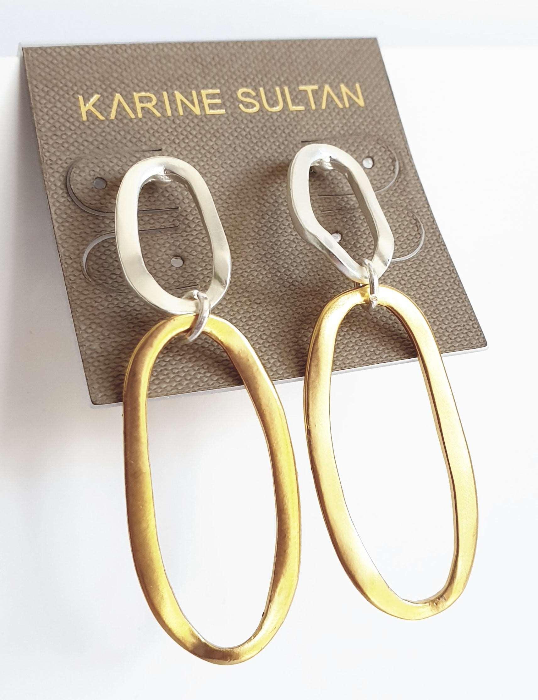 E70753 Boucles d'oreilles maxi à monture ovale - Karine Sultan - Créations Uniques