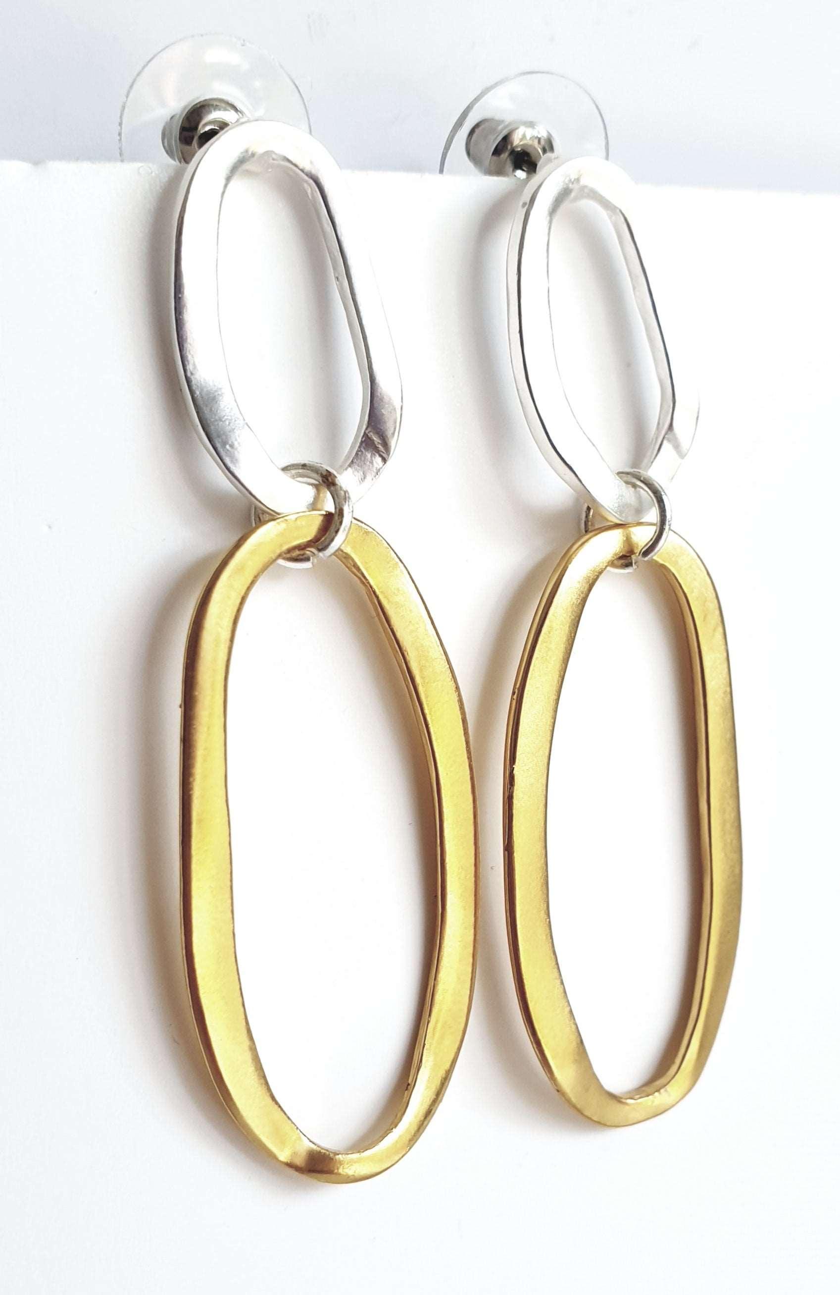 E70753 Boucles d'oreilles maxi à monture ovale - Karine Sultan - Créations Uniques