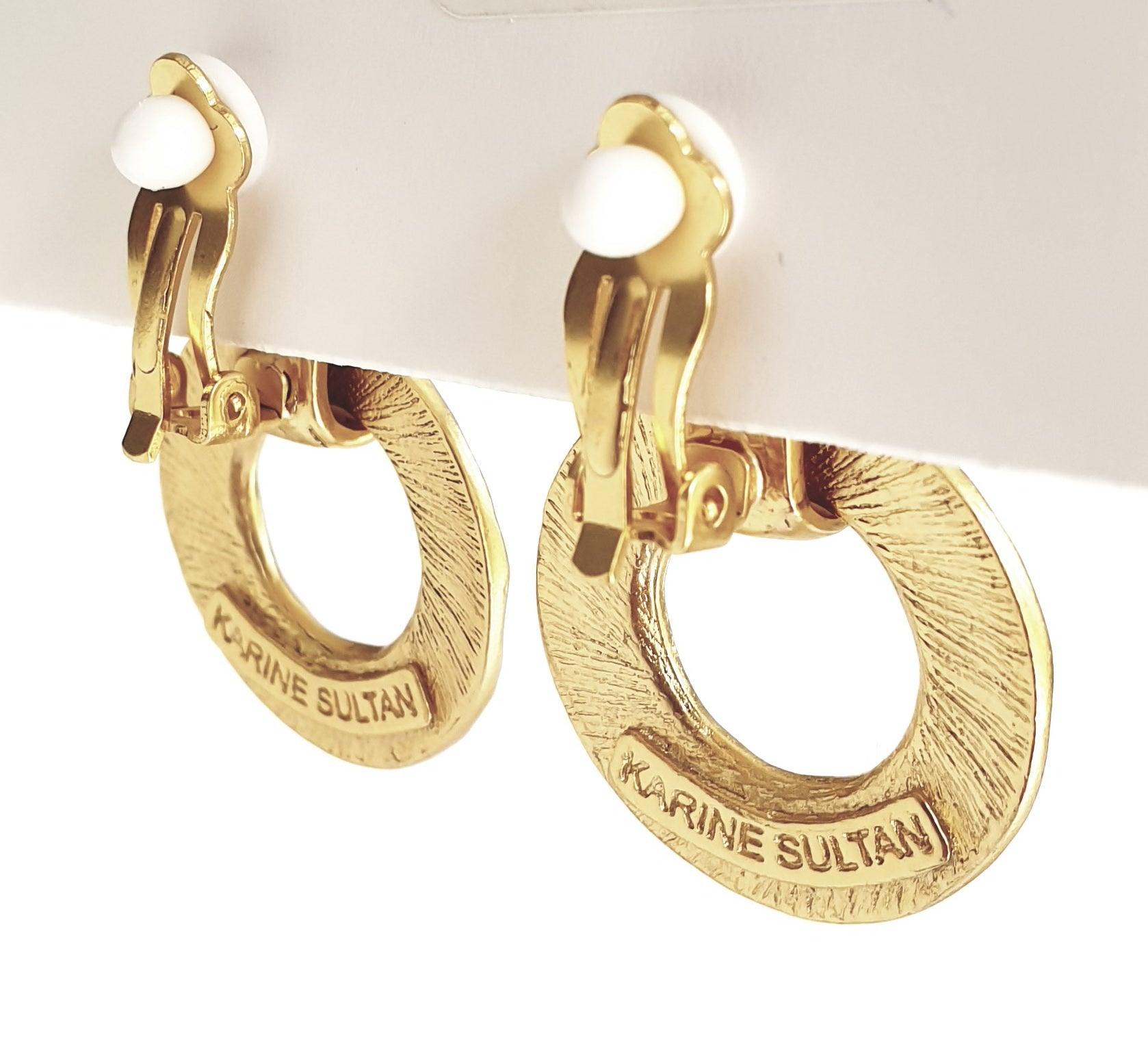 E71086 Boucles d'oreilles clips heurtoir martelé - Karine Sultan - Créations Uniques