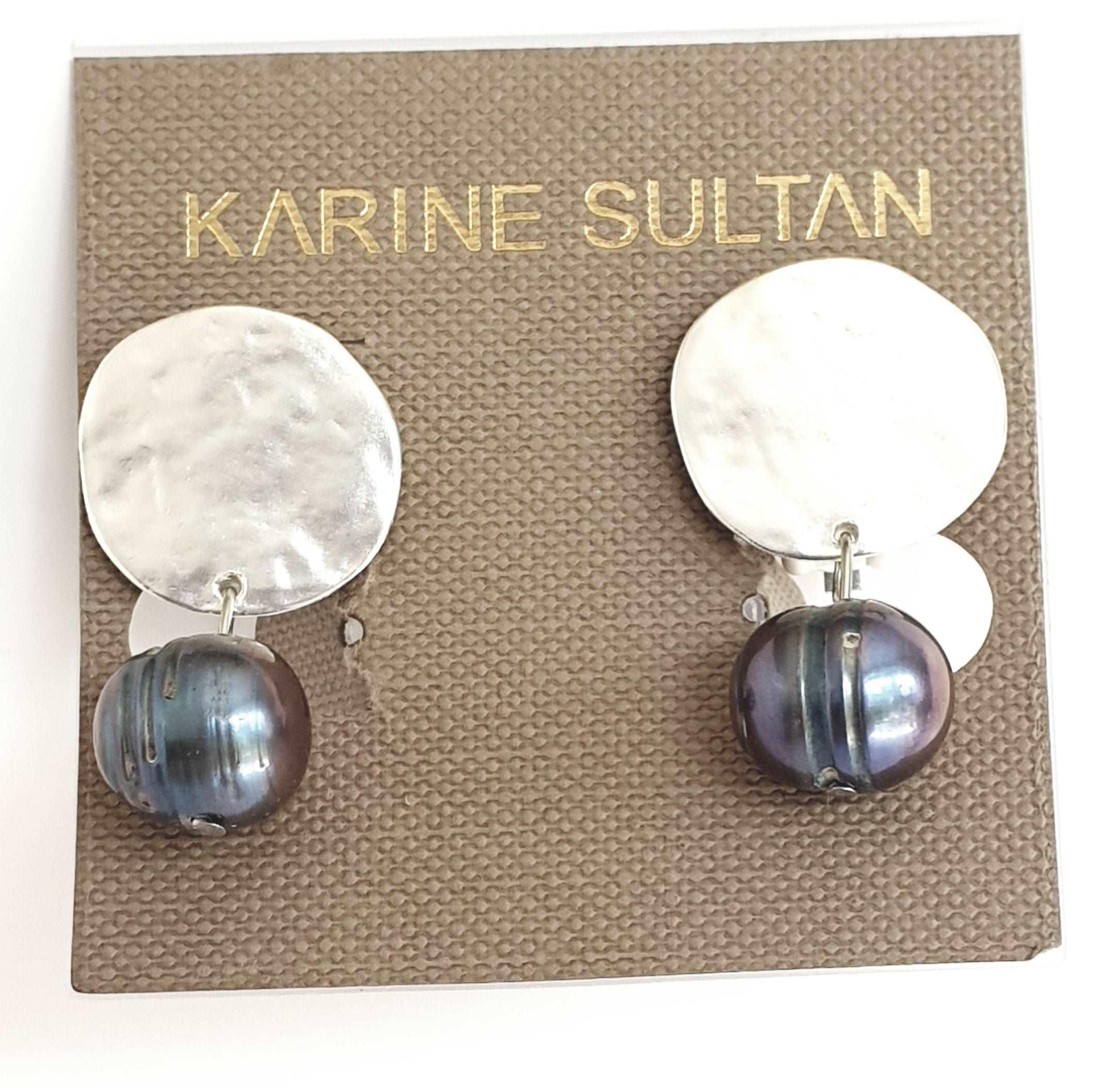 E70613 Perle noire paon - à clipser - Karine Sultan - Créations Uniques