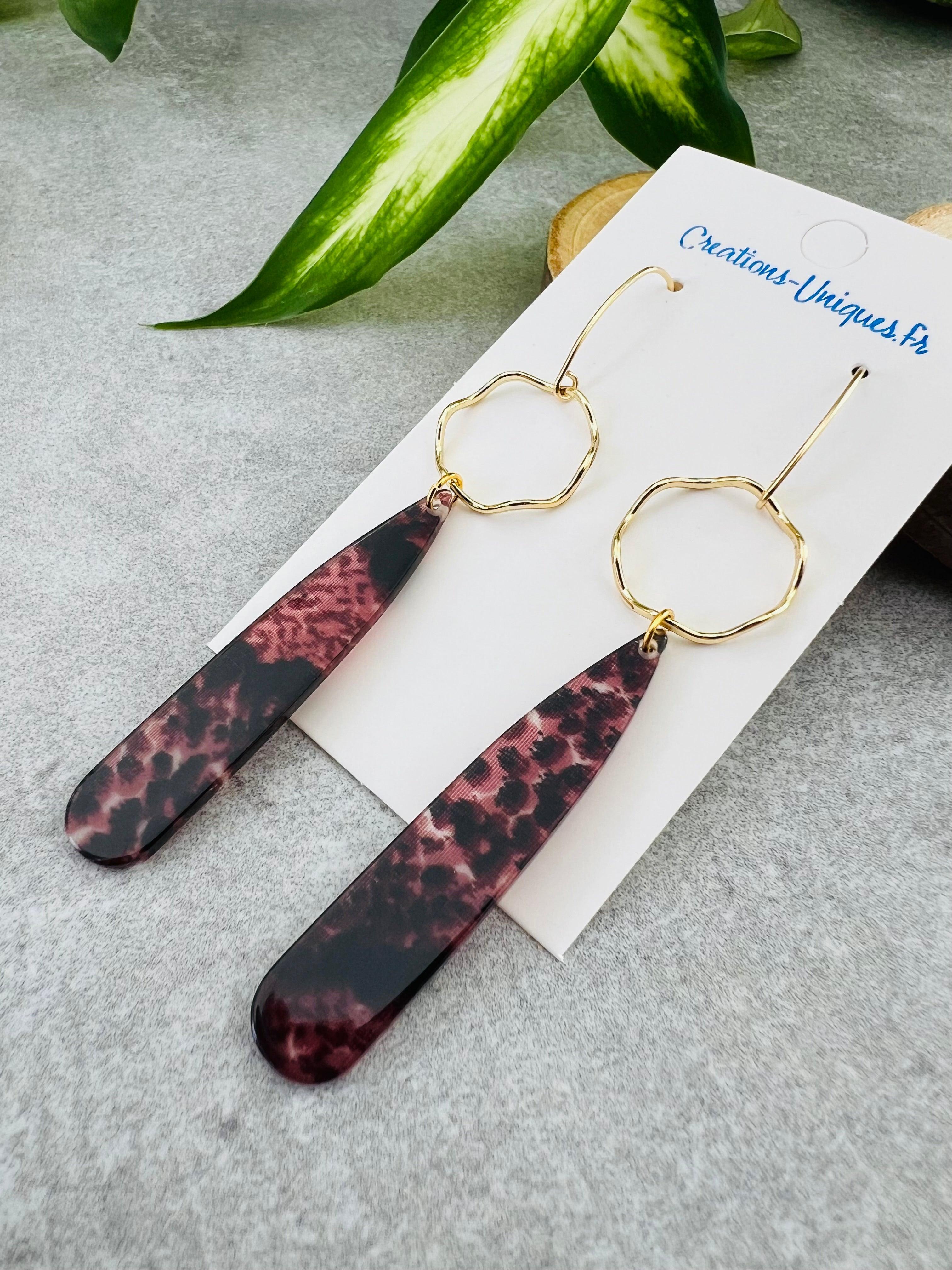 Boucles d’oreilles NATALEE longues gouttes résine - Créations Uniques - Créations Uniques