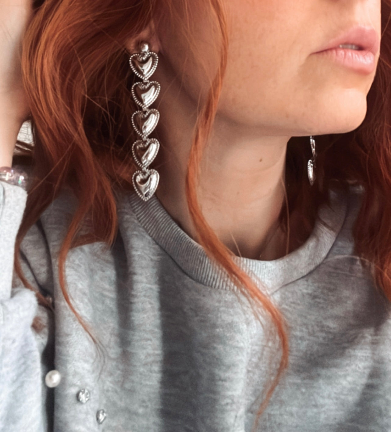 Boucles d’oreilles CAMYLIA cœurs argentés - Créations Uniques