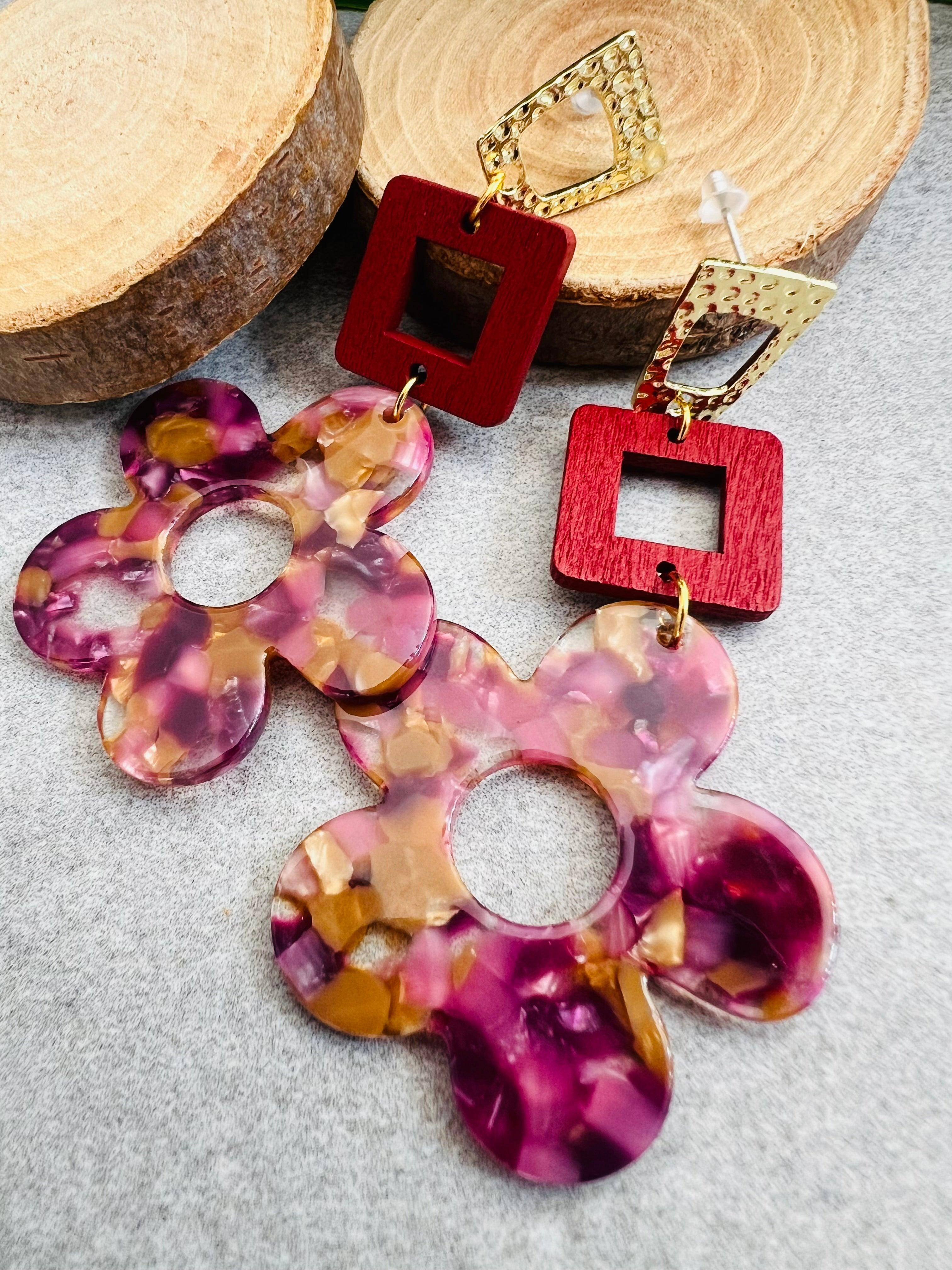 Boucles d’oreilles ANDREANNE fleurs résine - Créations Uniques - Créations Uniques