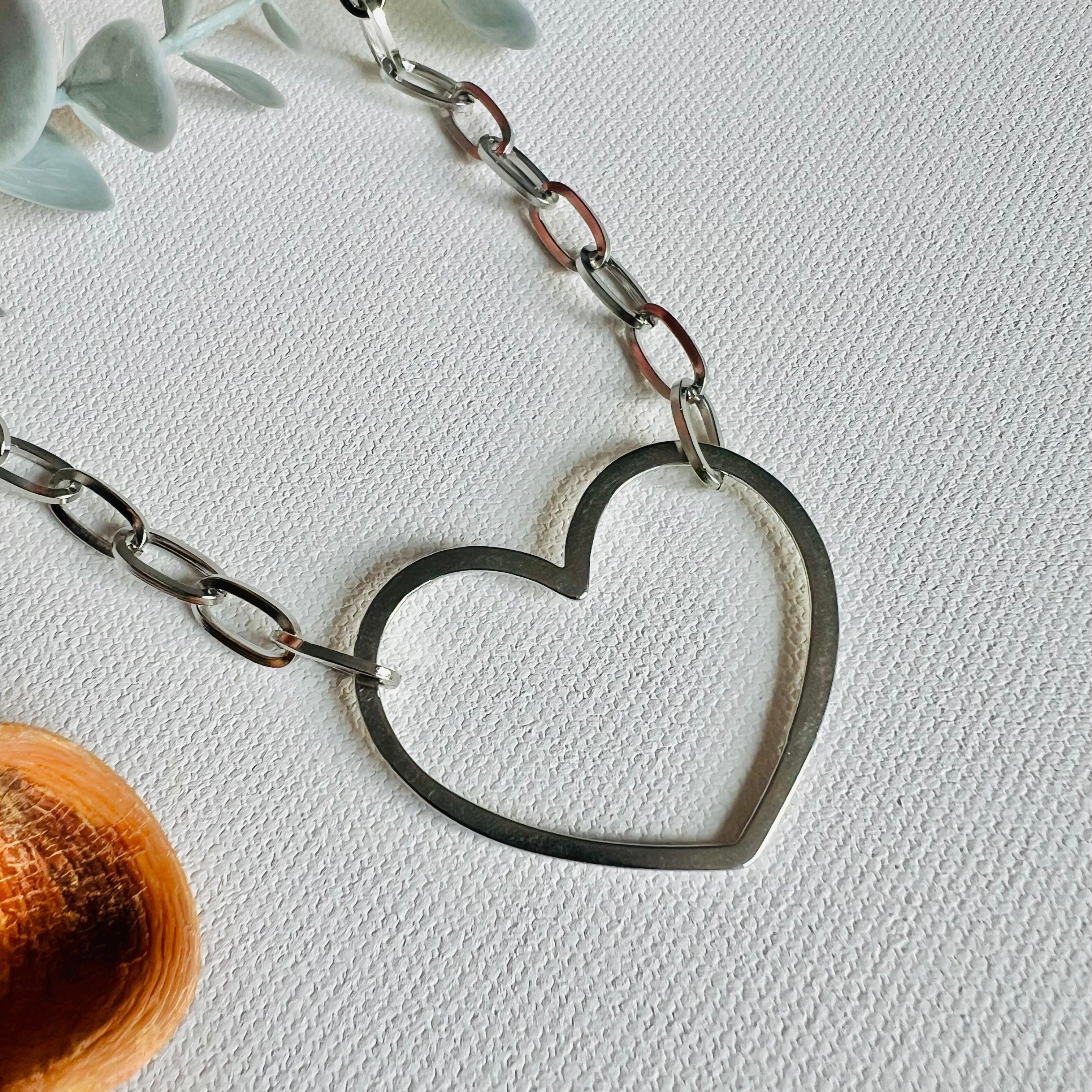 Collier LOUISETTE collier cœur argenté - Créations Uniques