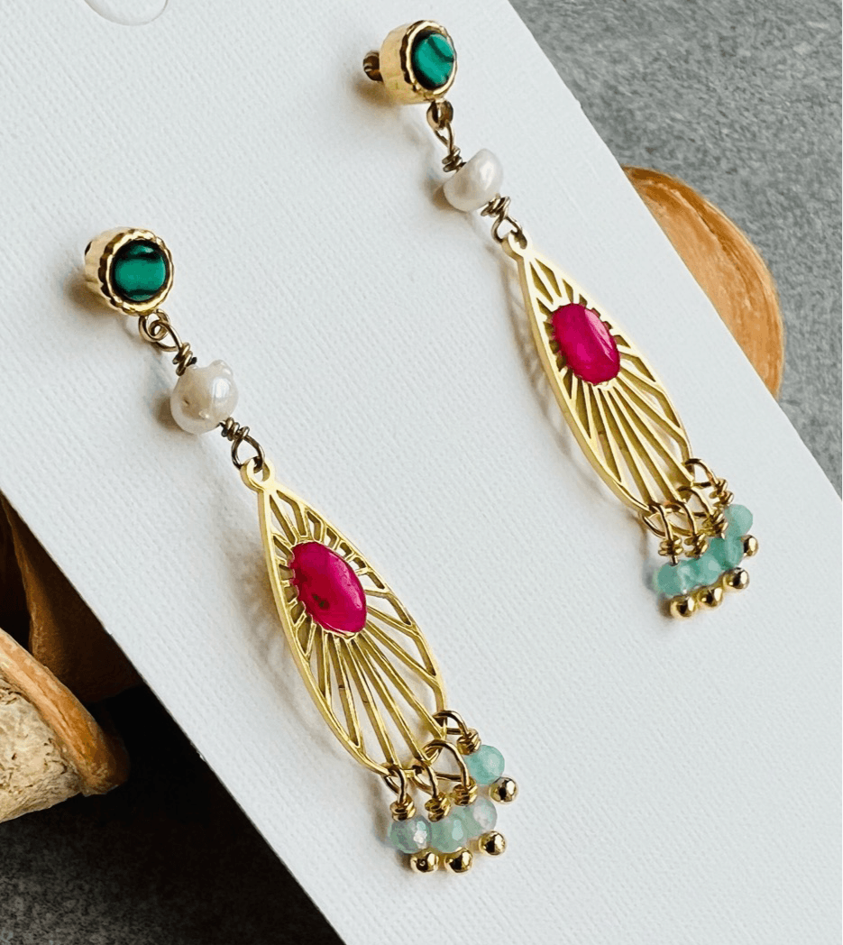 Boucles d’oreilles EVE-SARA fines et discrètes , gouttes dorées - Créations Uniques