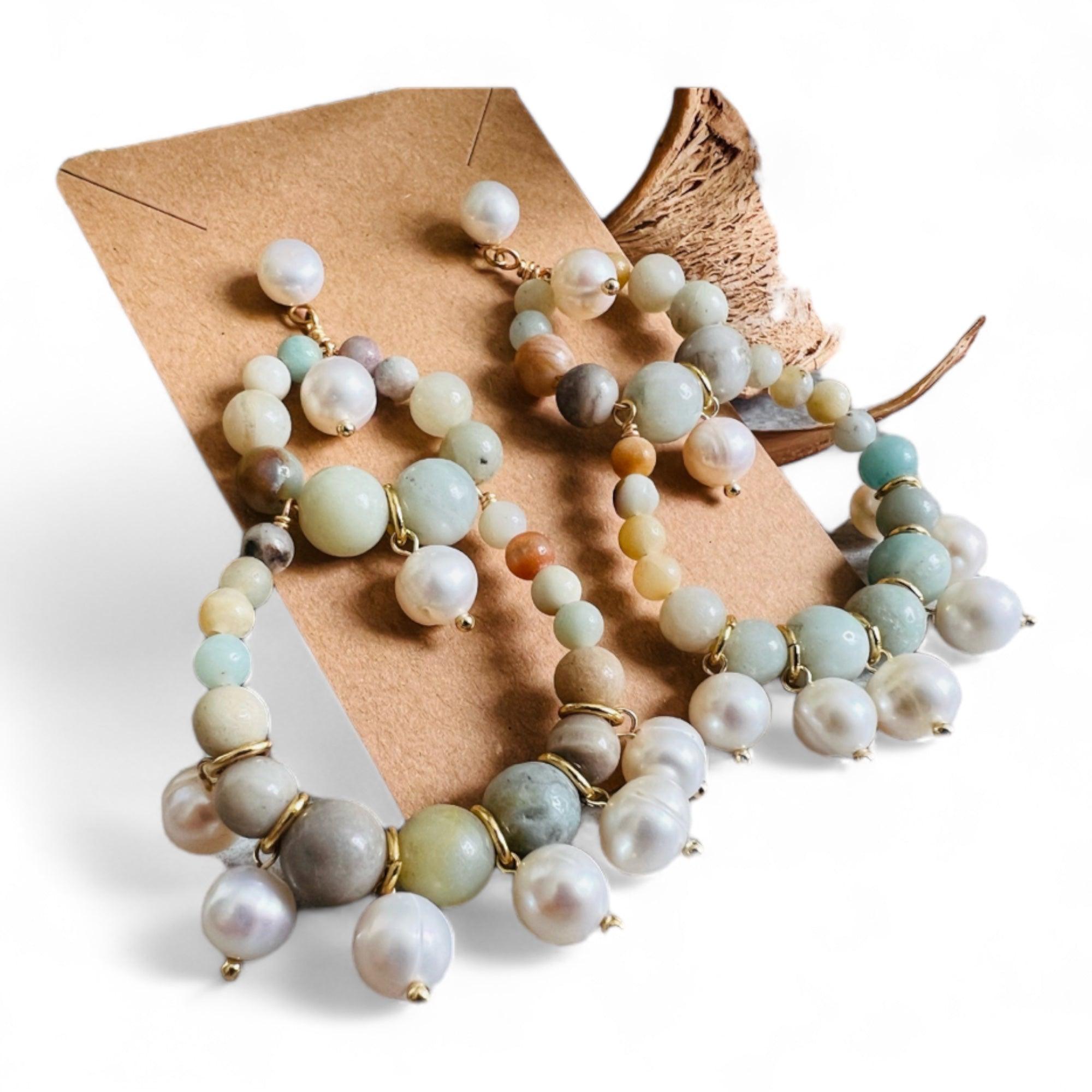 Boucles d’oreilles SORENE perles pastel. - Créations Uniques