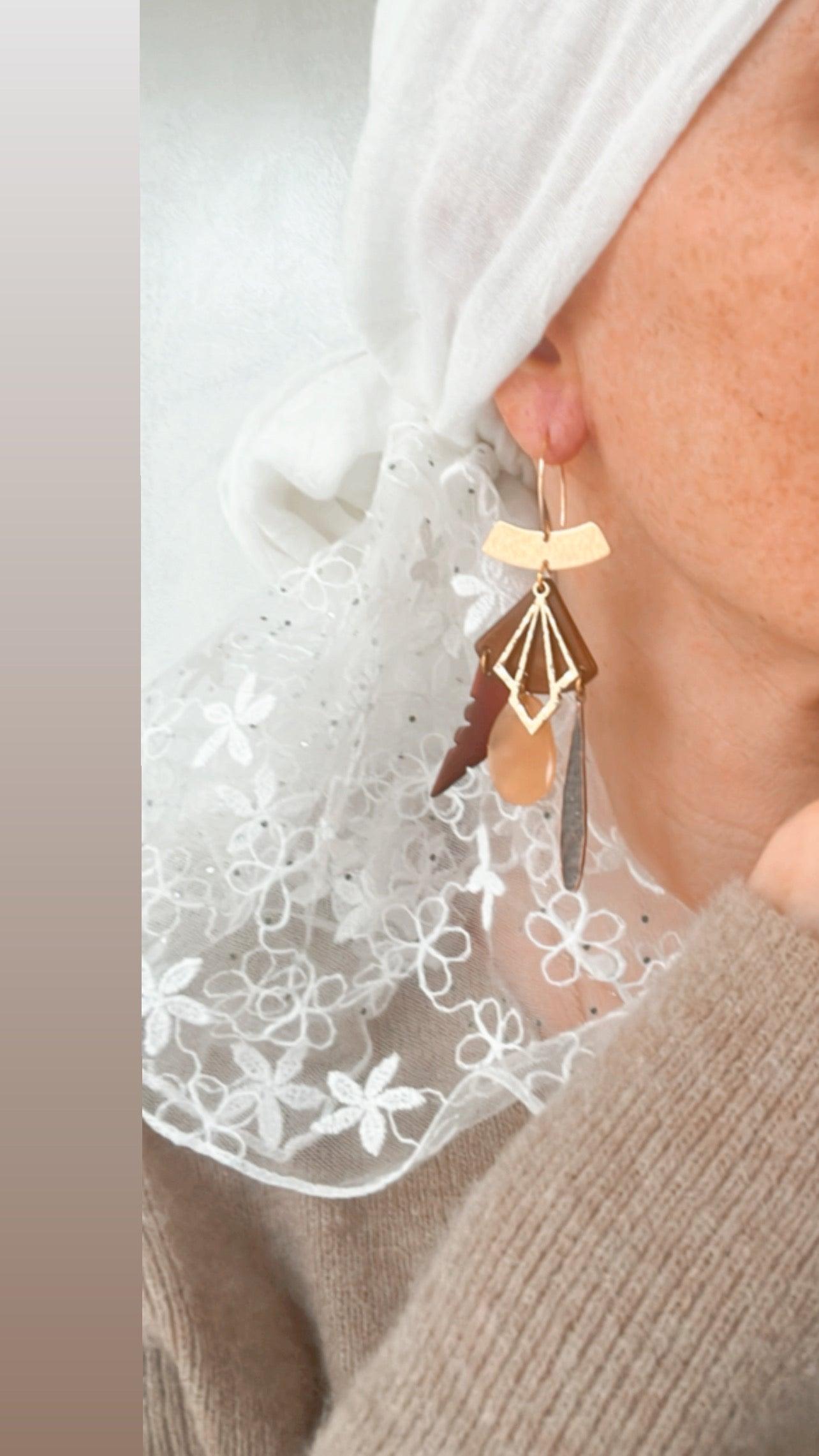 Boucles d’oreilles LIZZY style ethnique et bohème - fait main - Créations Uniques - Créations Uniques