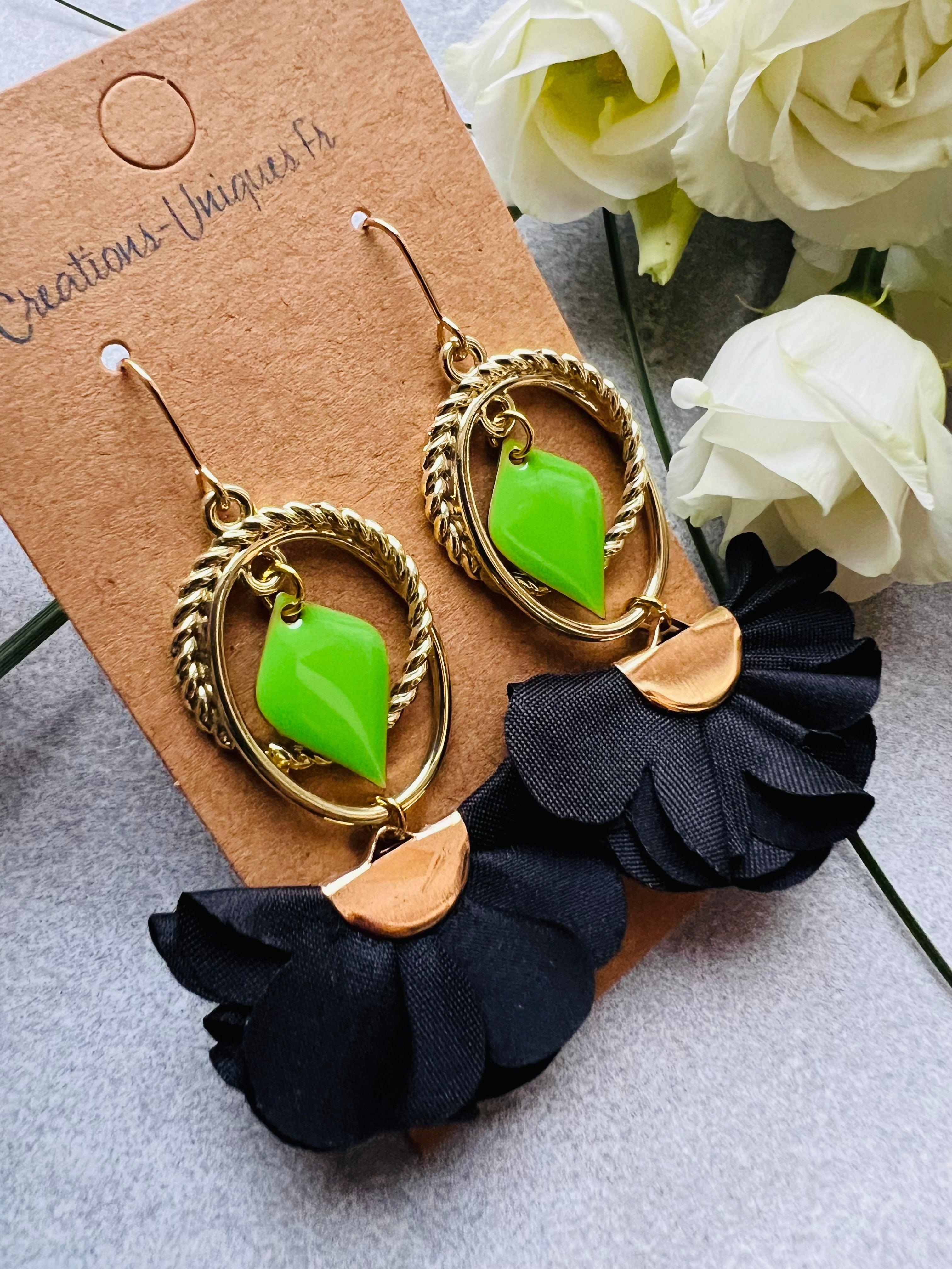 Boucles d’oreilles ALBA rétro stylé et coloré - Créations Uniques - Créations Uniques