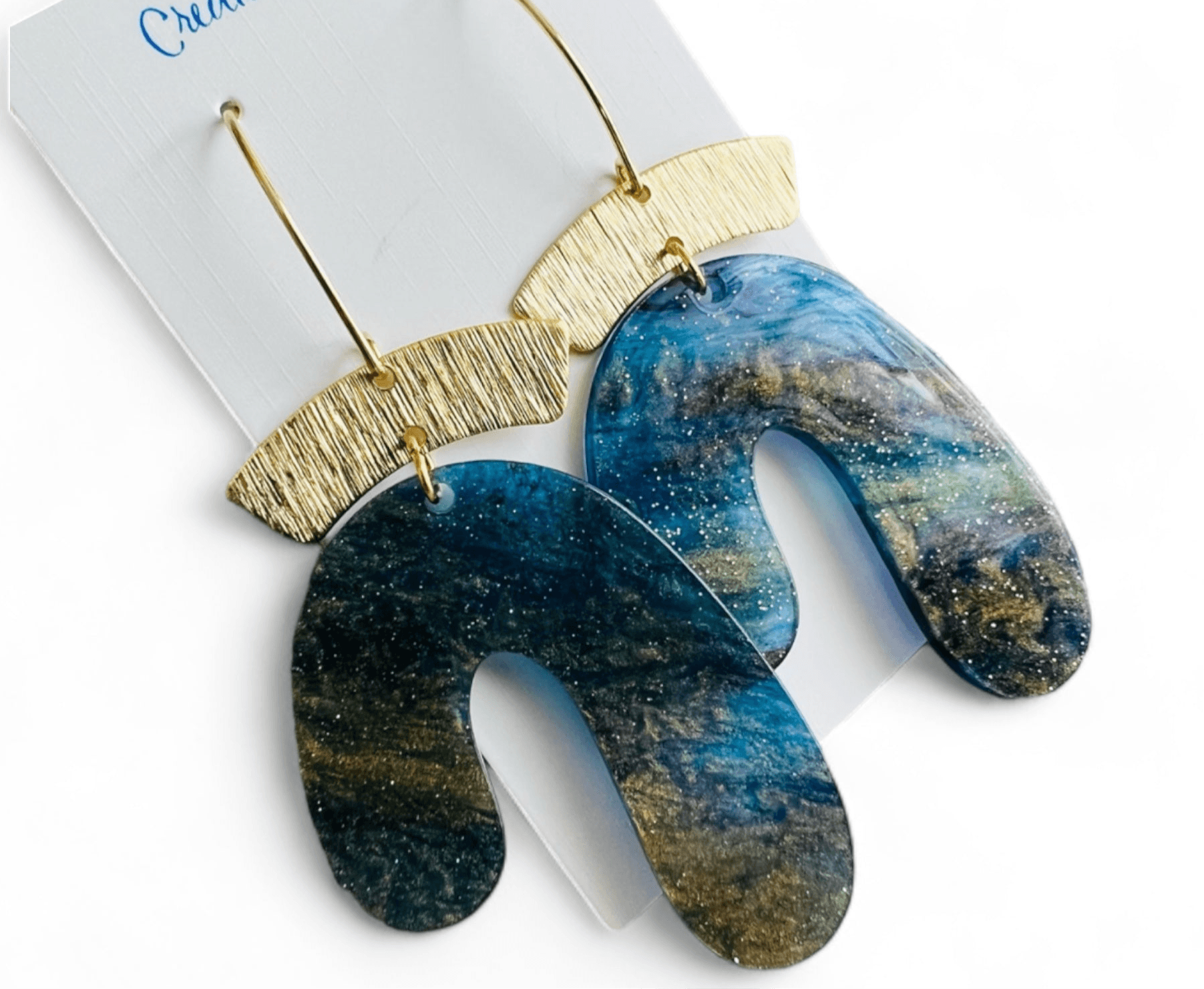 Boucles d’oreilles MURPHY résine galaxy - Créations Uniques - Créations Uniques