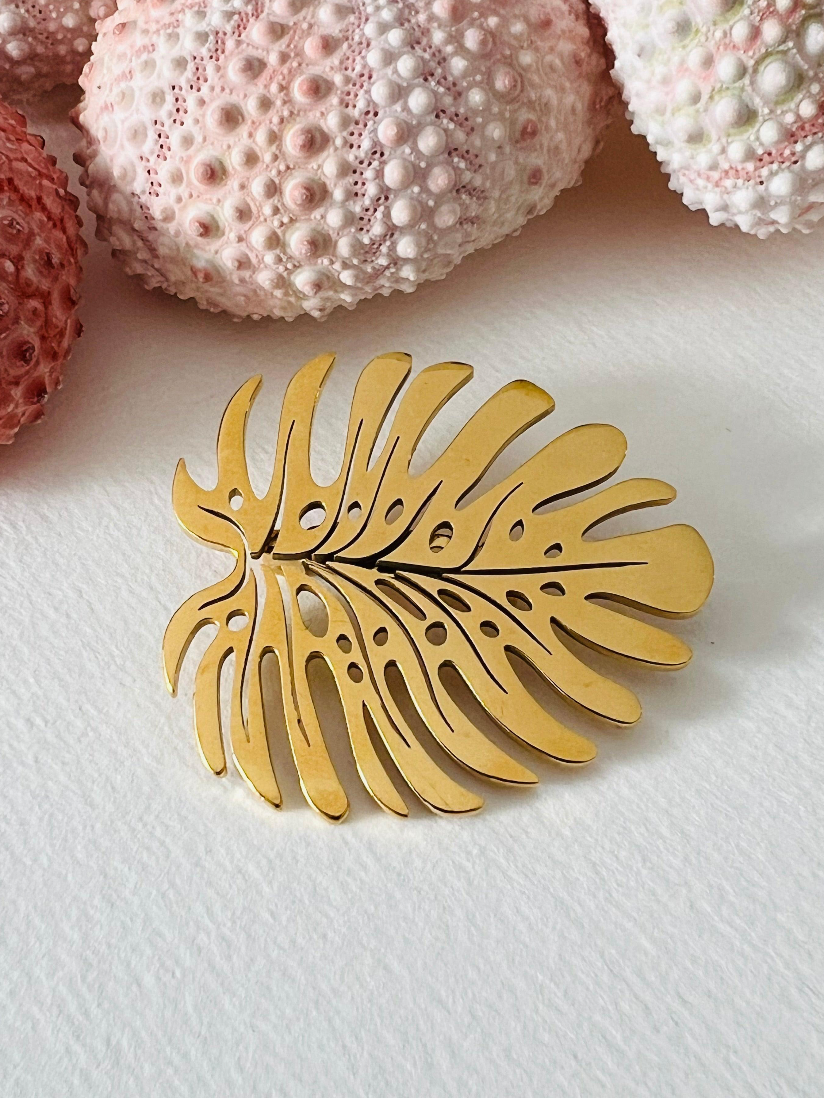 Broche HOLIDAYS feuille tropicale - Créations Uniques