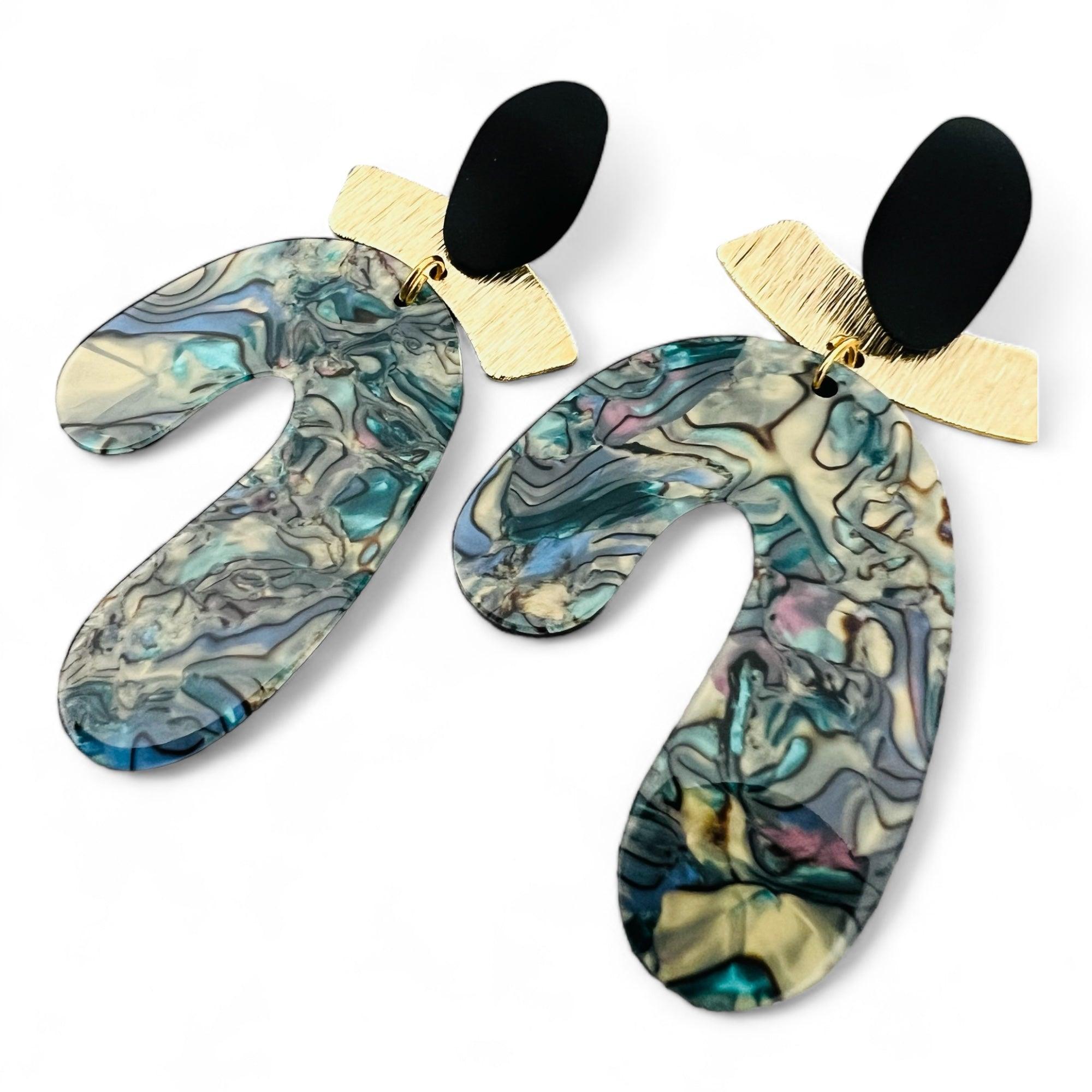 Boucles d’oreilles MURPHY résine effet nacre - Créations Uniques - Créations Uniques