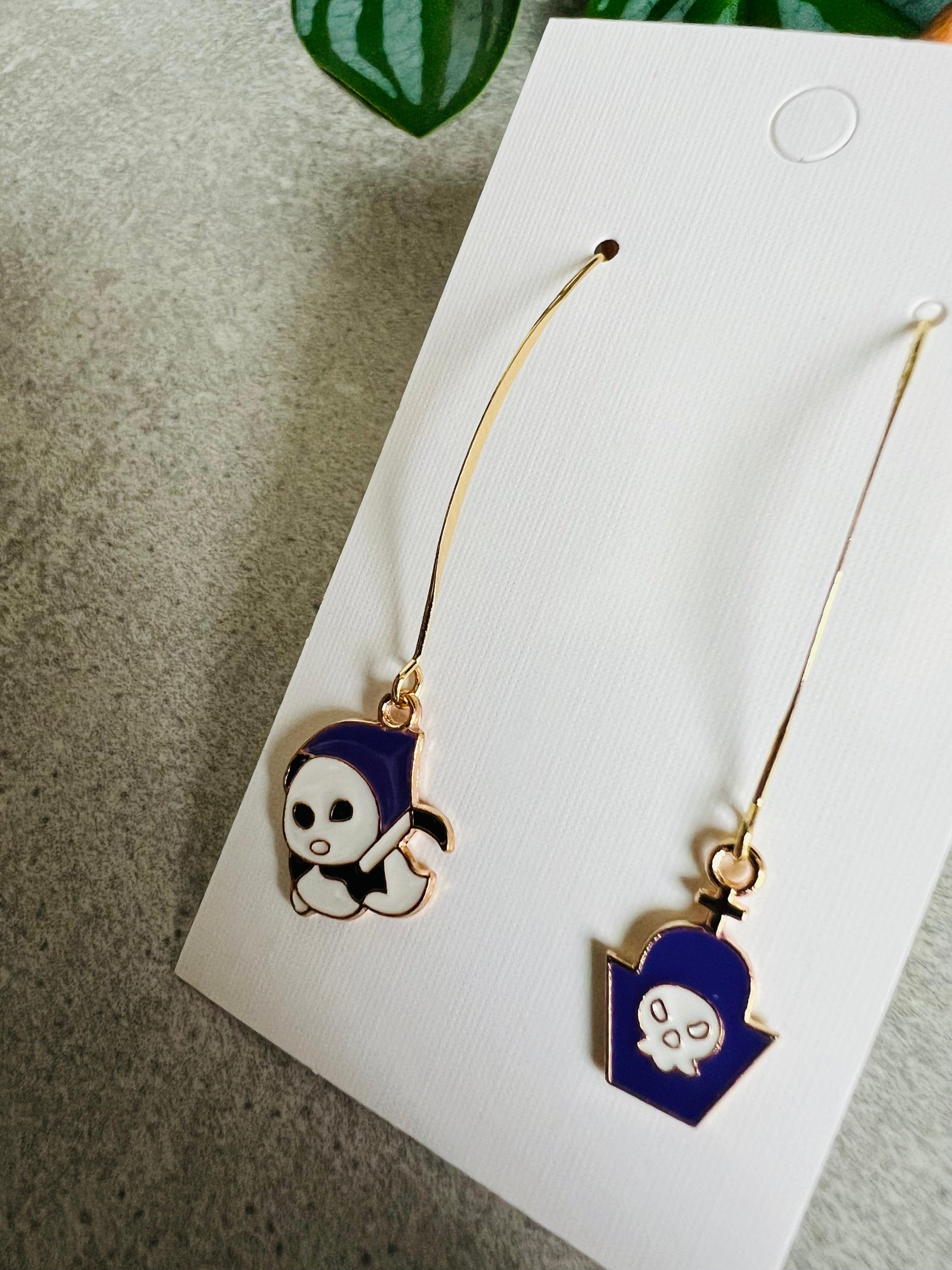 Boucles d’oreilles HALLOWEEN asymétriques violet - Créations Uniques - Créations Uniques