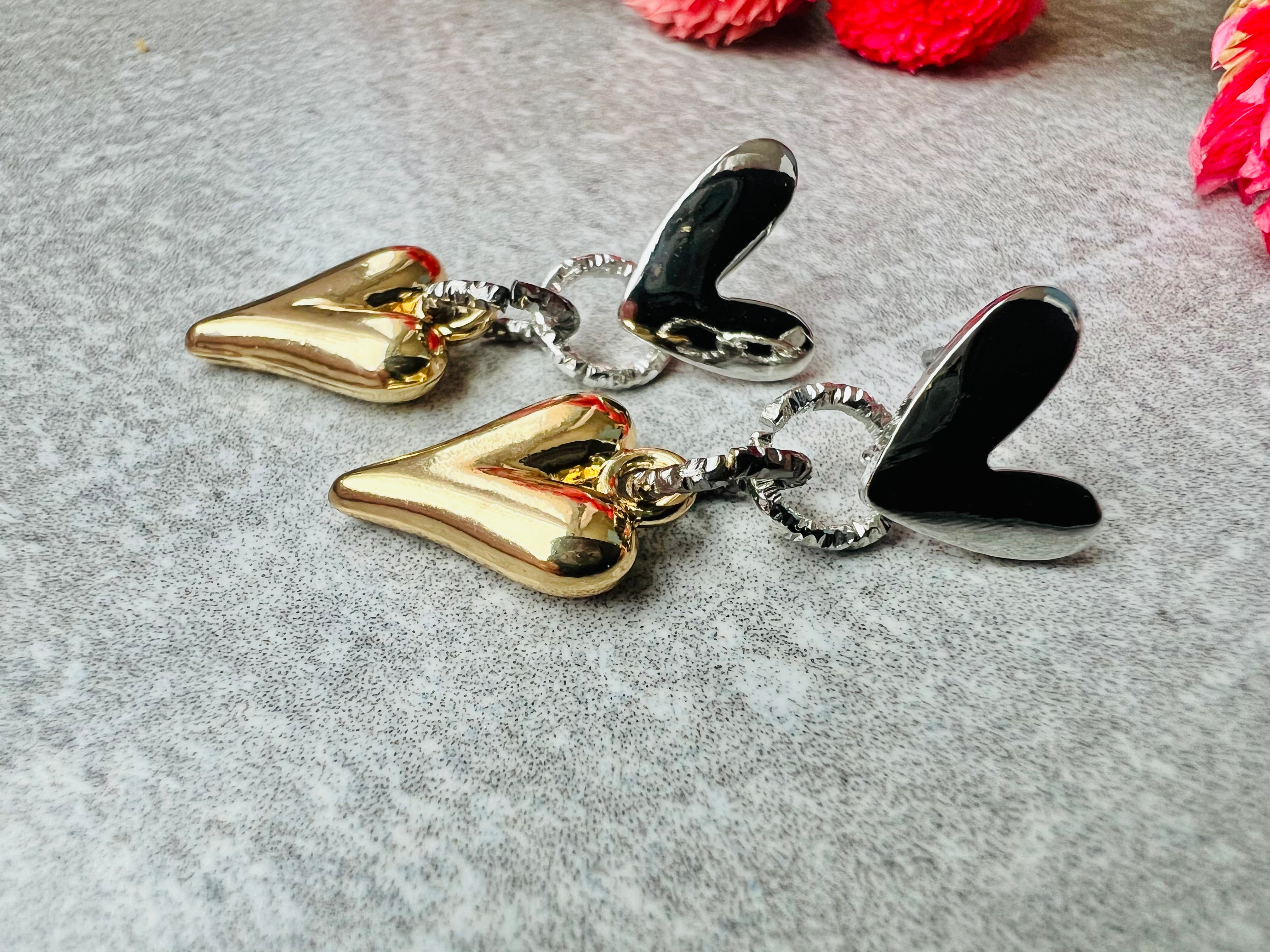 Boucles d’oreilles EUGENIE coeurs dorés - Créations Uniques - Créations Uniques