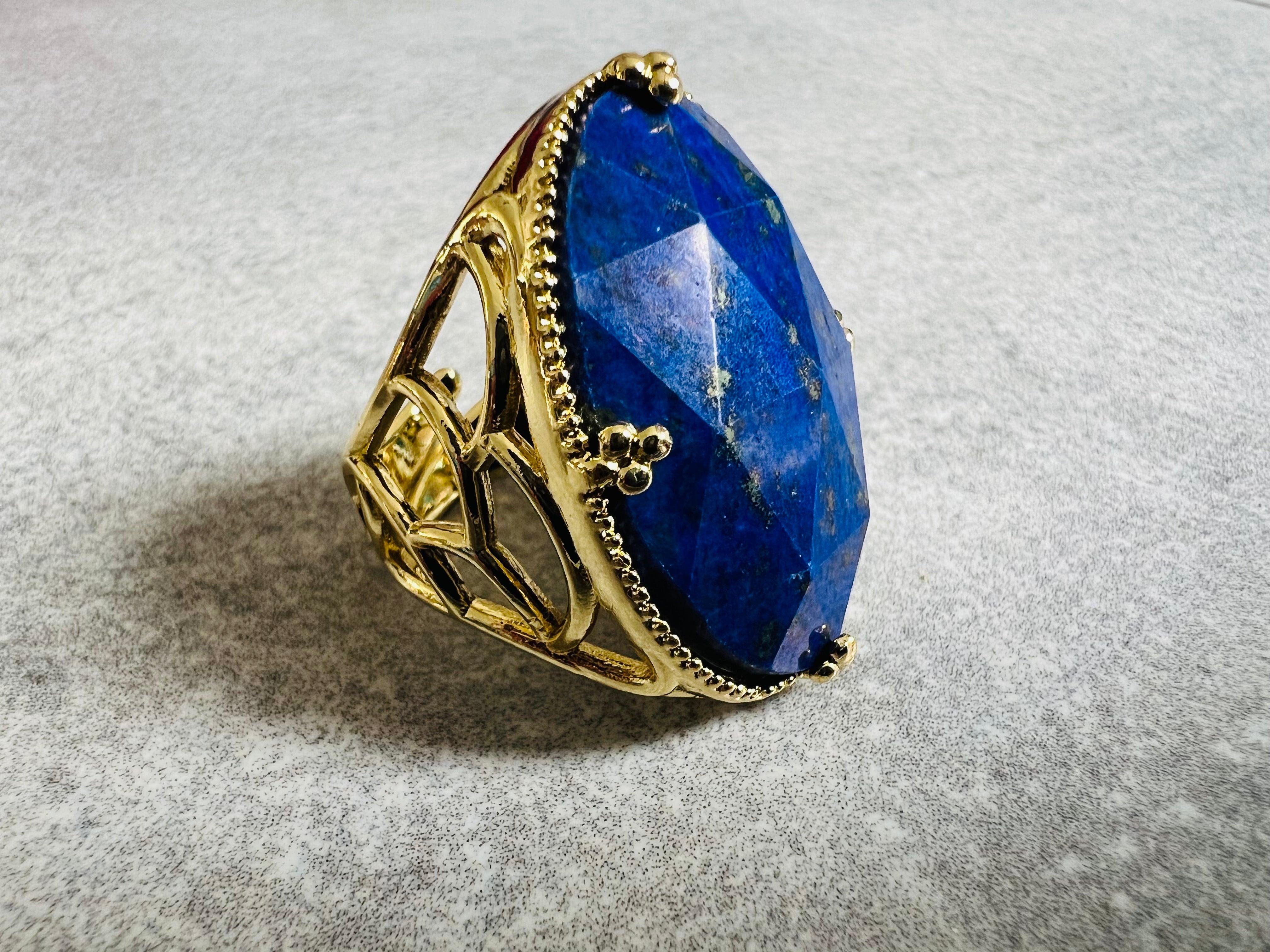 Bague ANTONELA bleu lapis - Créations Uniques