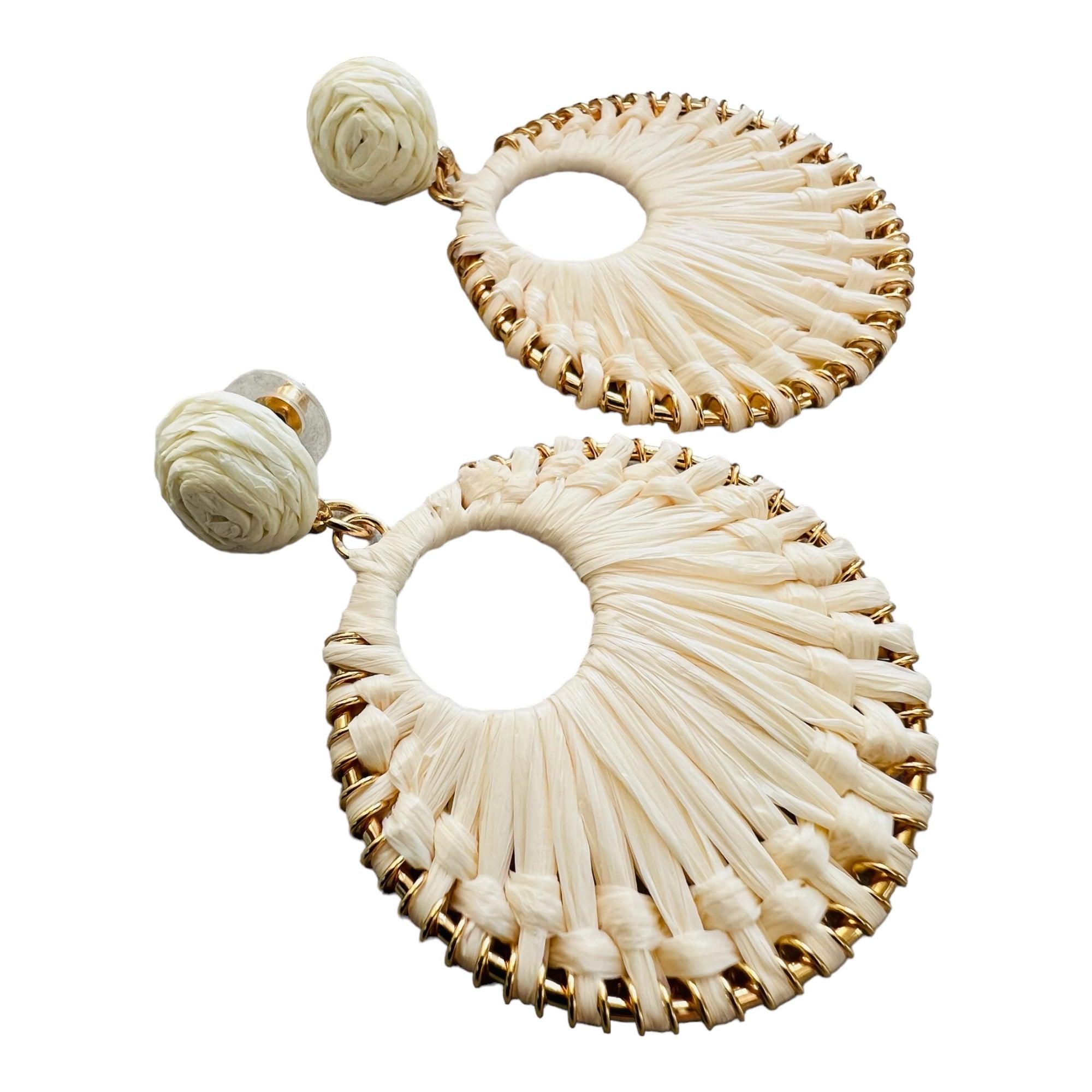 Boucles d’oreilles SIMONE raphia beige - Créations Uniques