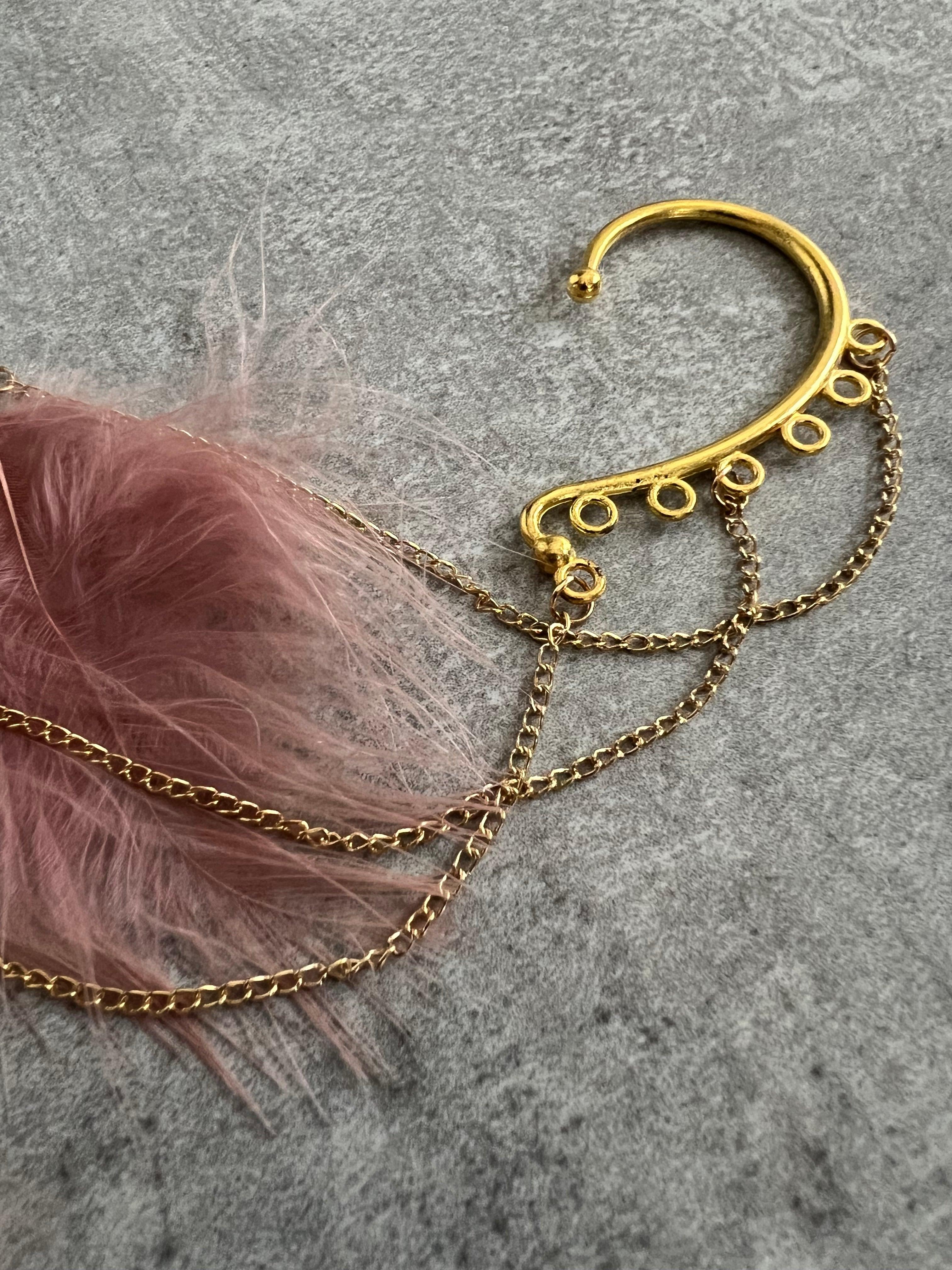 Boucle d’oreille NADEGE Plumes roses - Créations Uniques