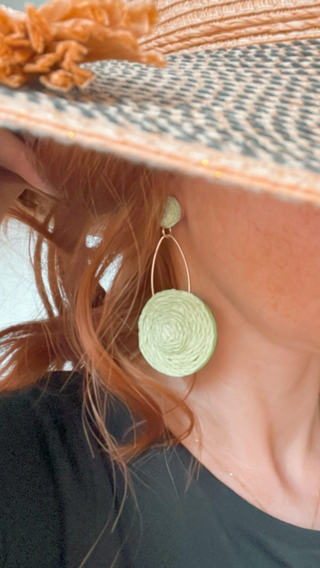 Boucles d’oreilles APOLLINE chapeaux verts - Créations Uniques