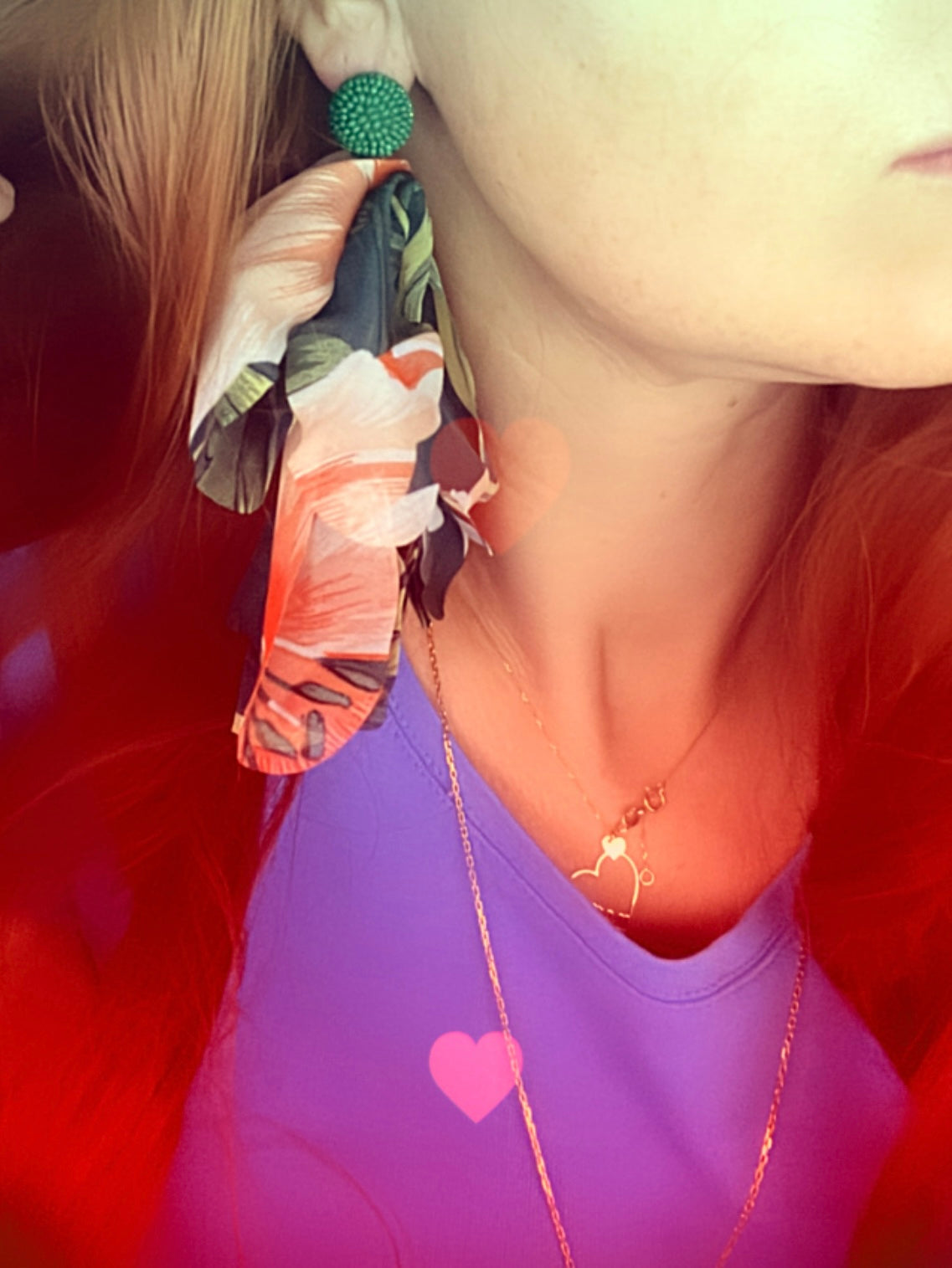 Boucles d’oreilles ALESSANDRA tissu motif fleuri vert - Créations Uniques