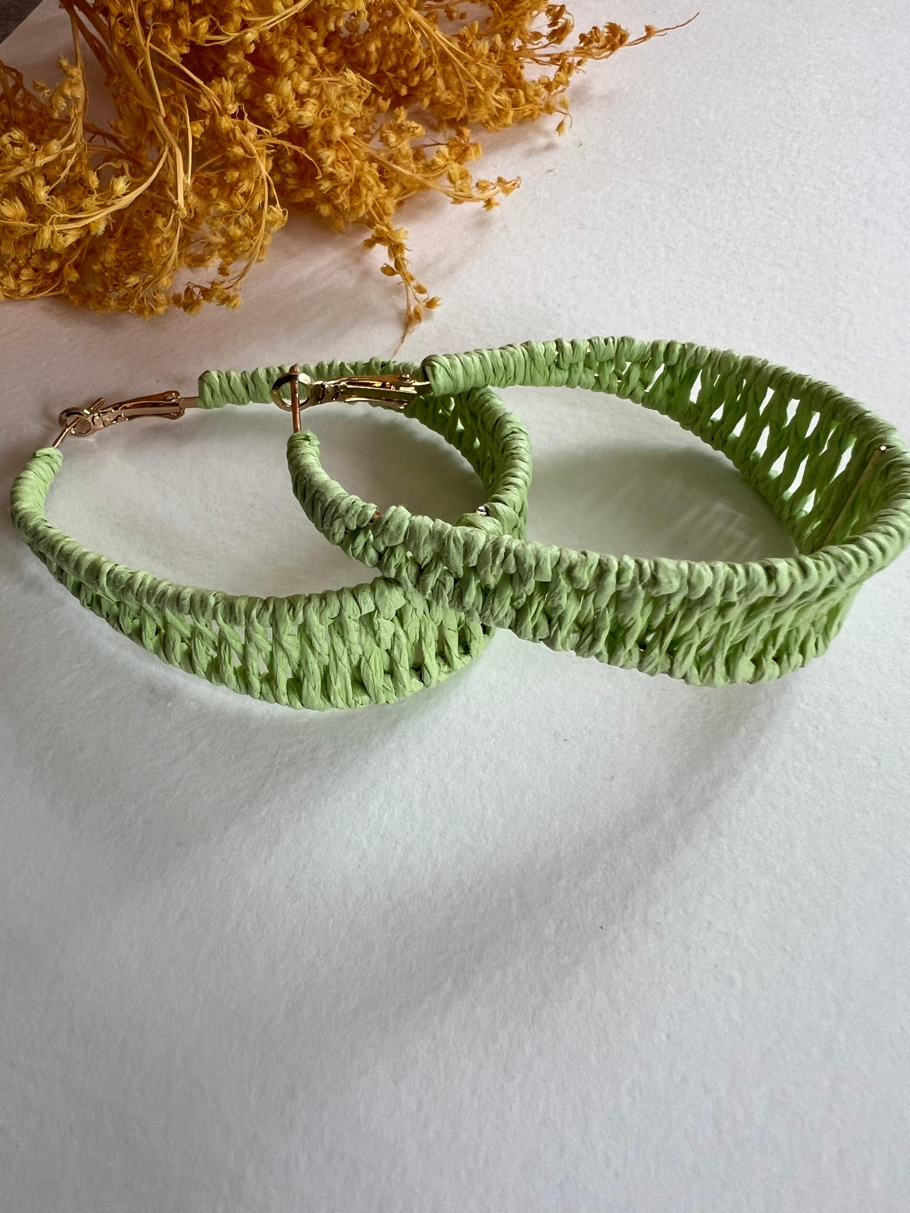 Boucles d’oreilles MAELANNE créoles tressées vertes - Créations Uniques