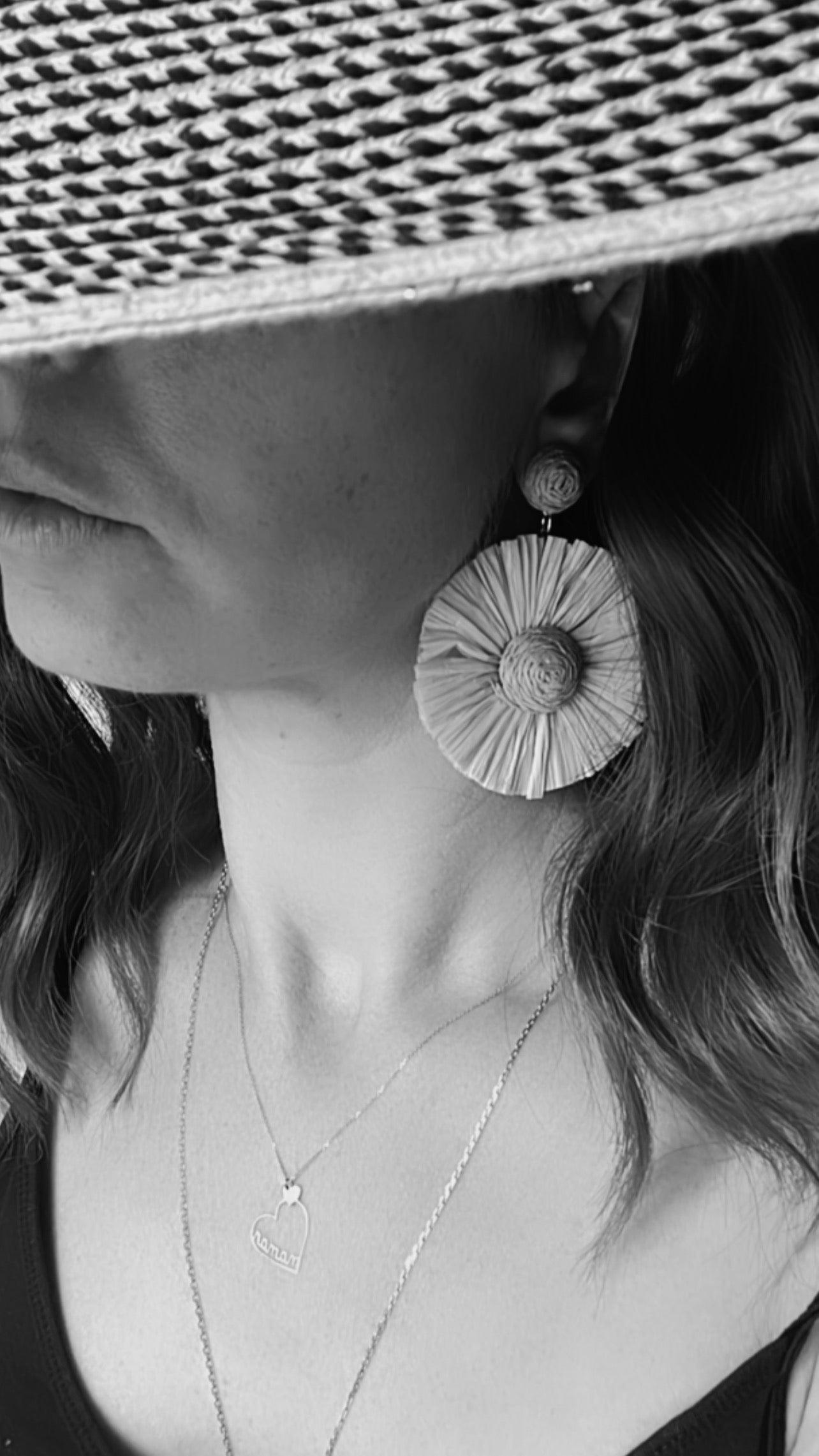 Boucles d’oreilles MOLLY raphia blanc crème - Créations Uniques