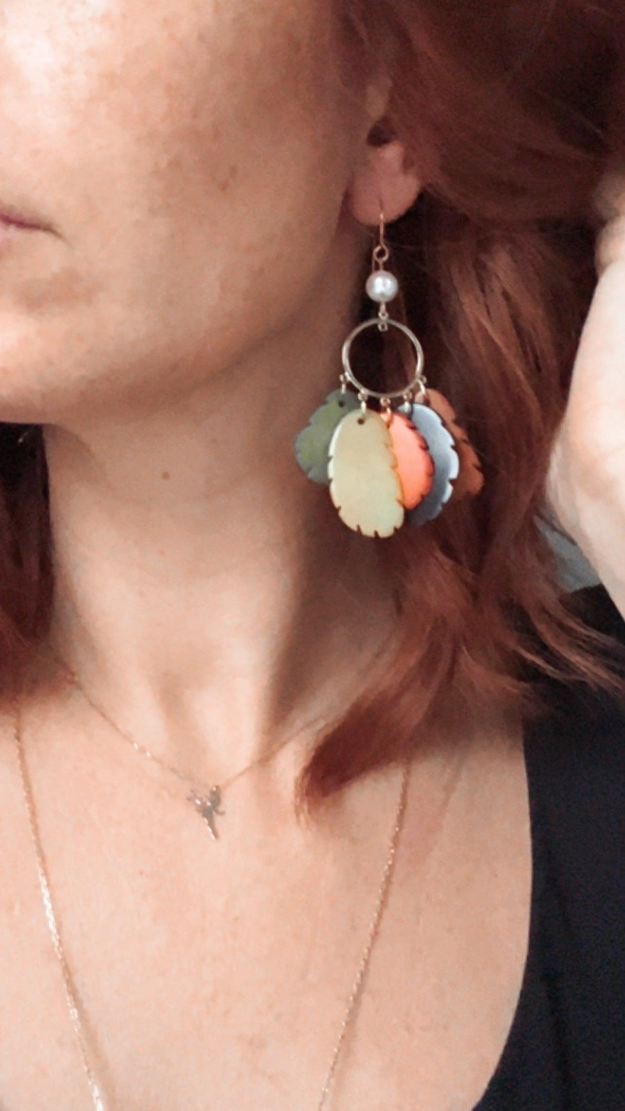 Boucles d’oreilles SANDRINE tagua couleurs d’automne - Créations Uniques - Créations Uniques