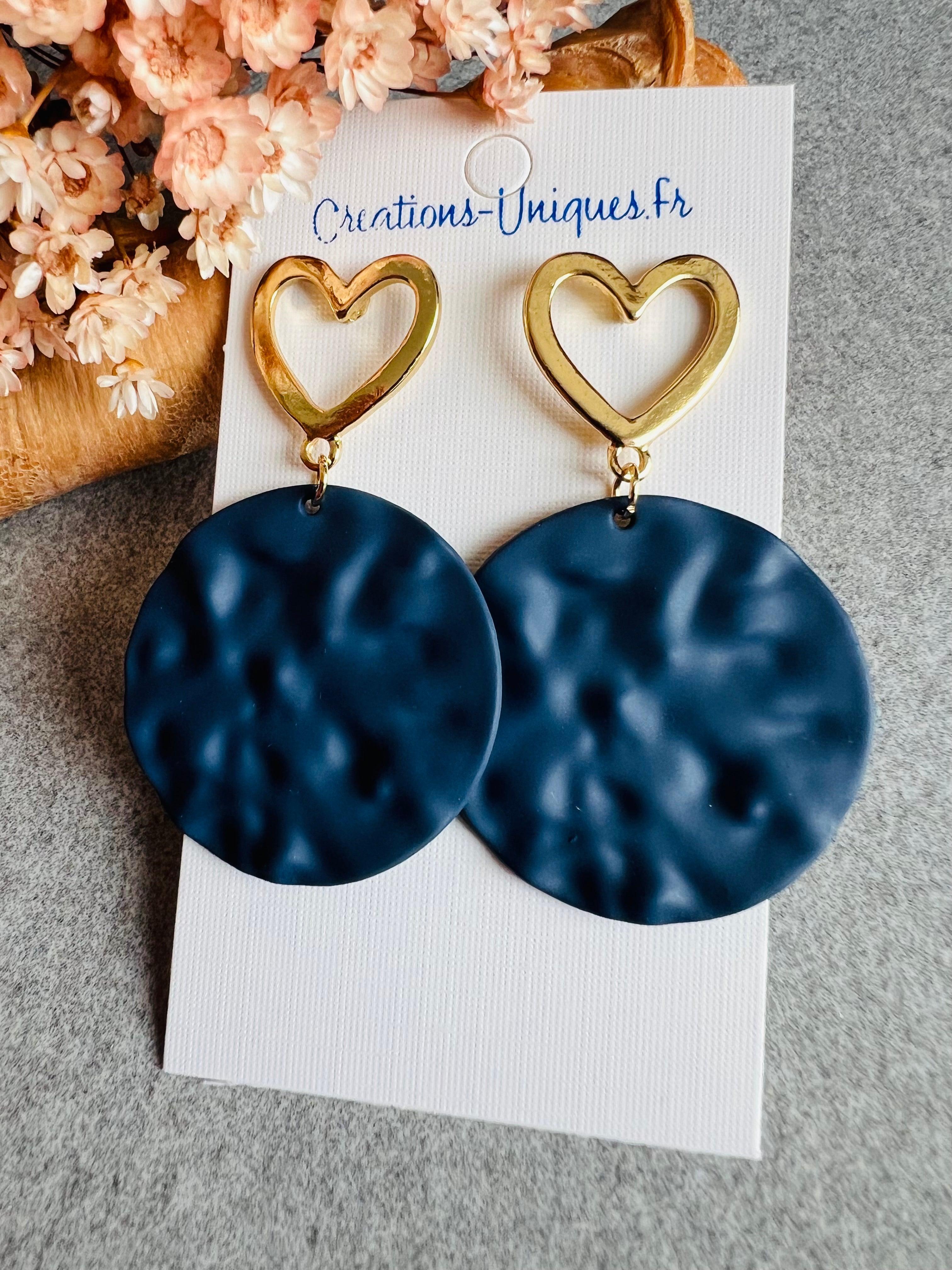 Boucles d’oreilles LENA clous cœurs - Créations Uniques - Créations Uniques