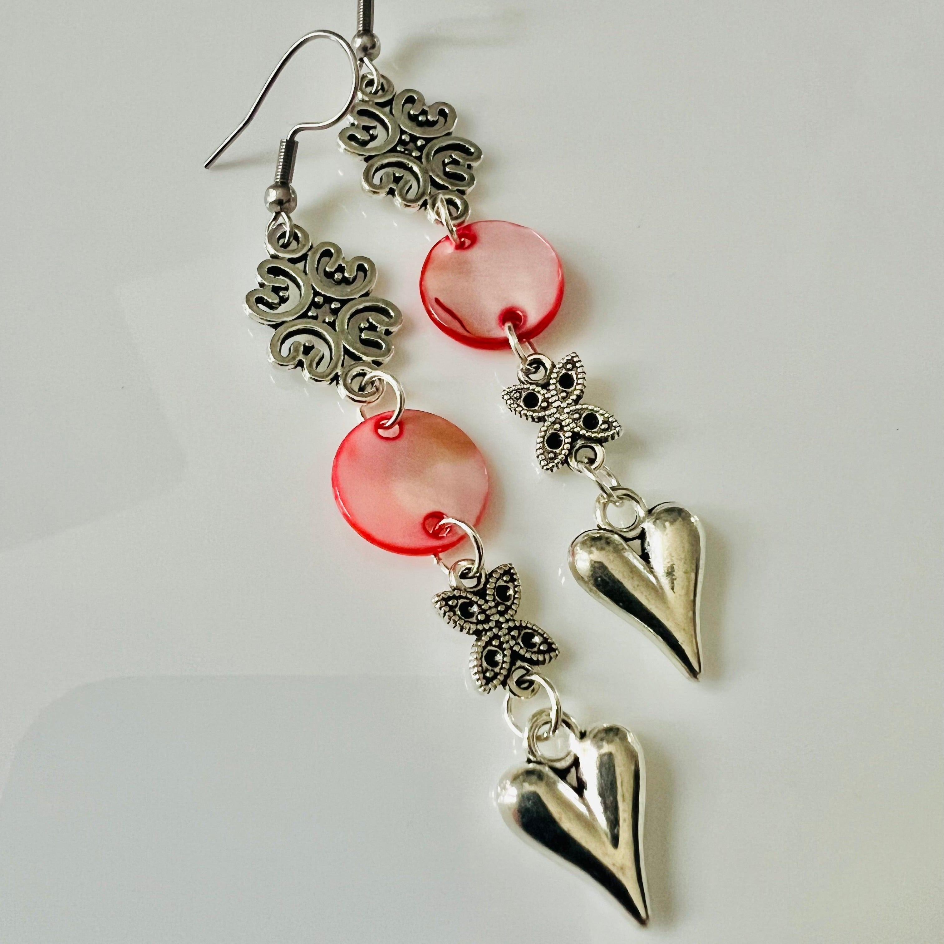 Boucles d’oreilles HELIANE style bohème rouge - Créations Uniques - Créations Uniques