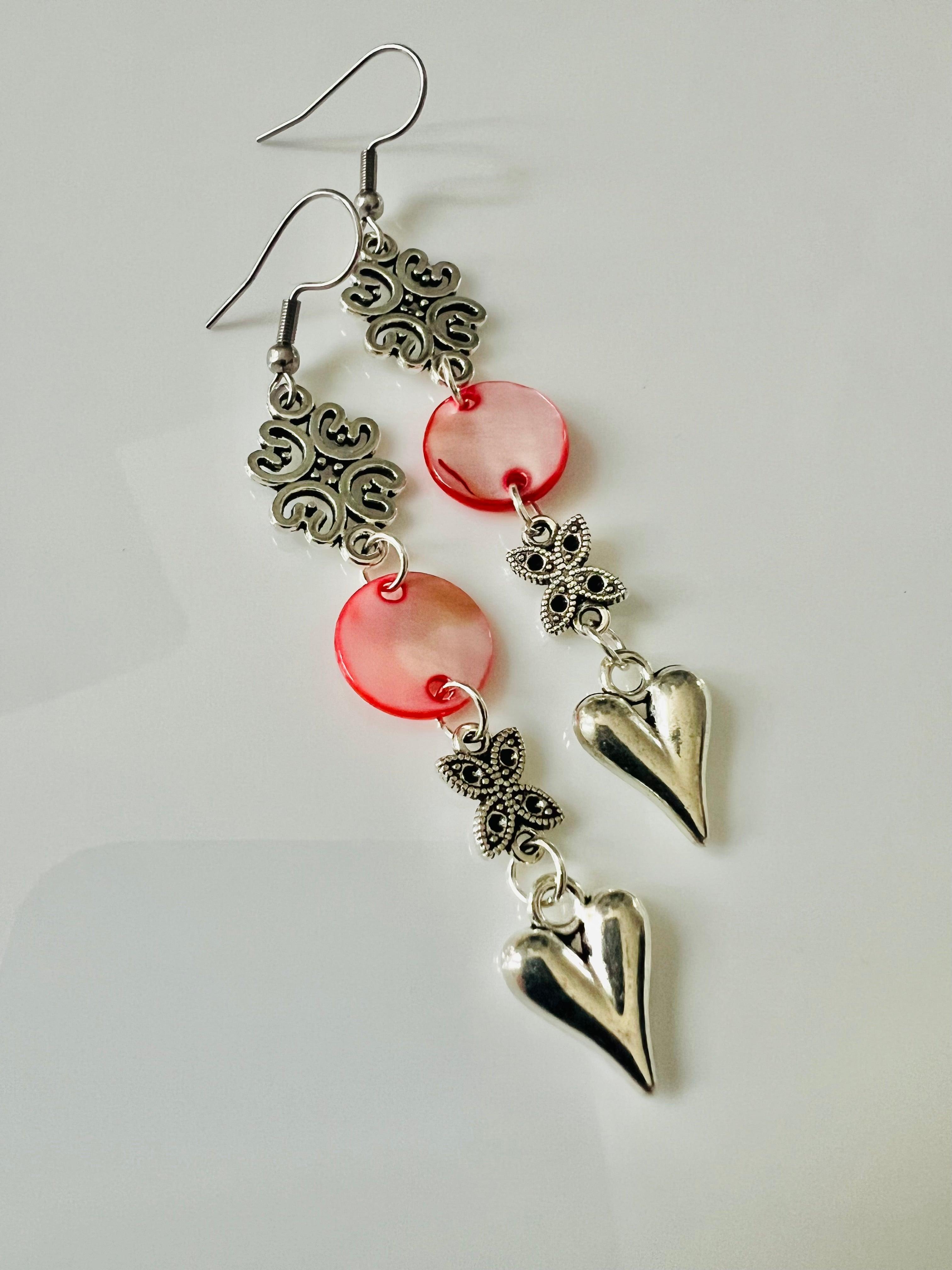 Boucles d’oreilles HELIANE style bohème rouge - Créations Uniques - Créations Uniques