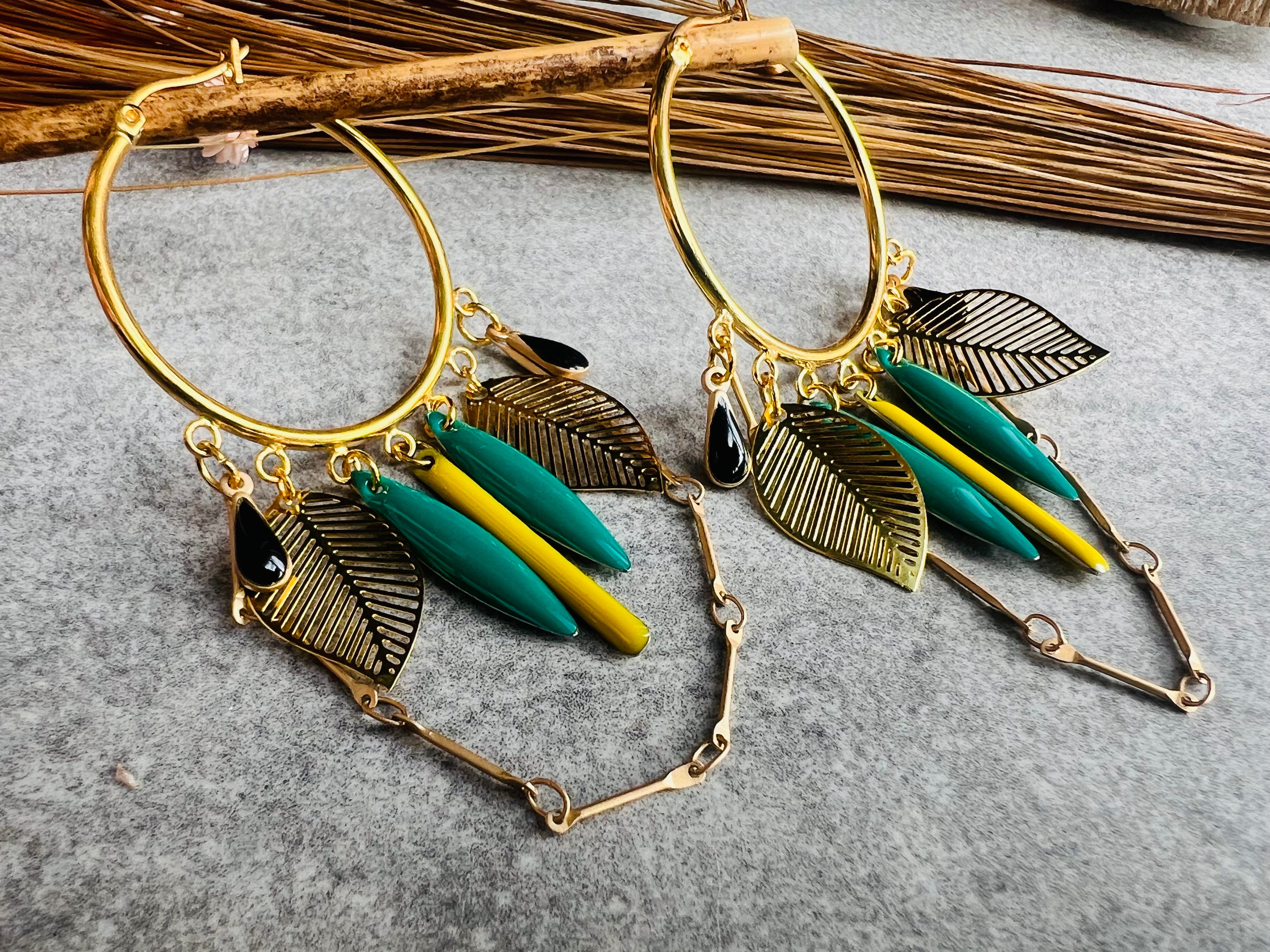 Boucles d’oreilles SYLVAINE anneaux décorés - Créations Uniques - Créations Uniques