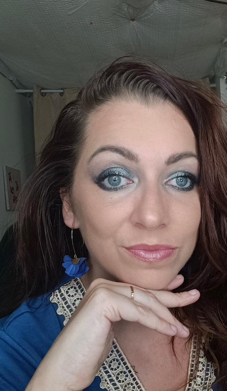 Boucles d’oreilles LORELEI pampilles tissu bleu roi - Créations Uniques - Créations Uniques