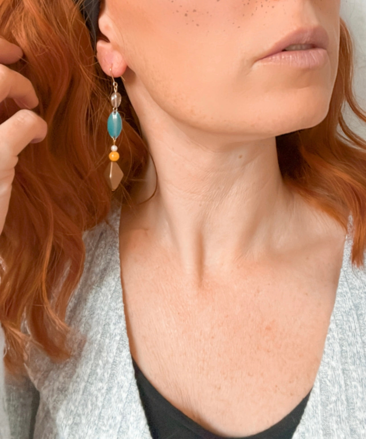 Boucles d’oreilles ELIZ marron glacé - Créations Uniques - Créations Uniques