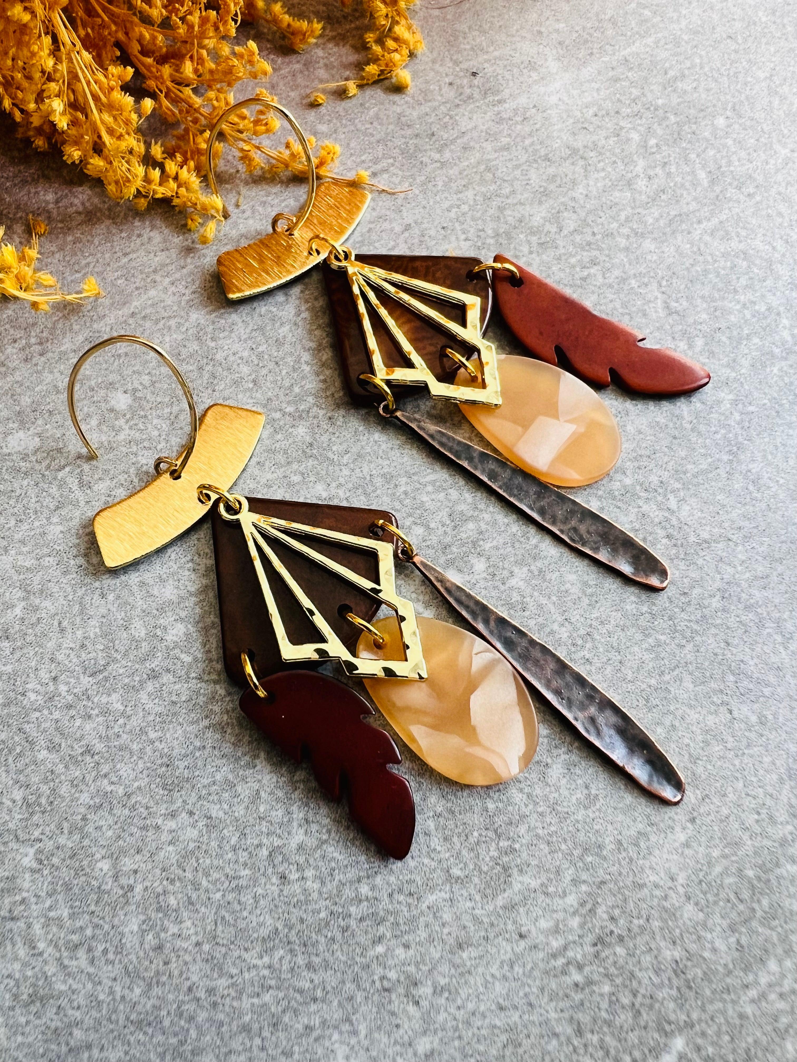 Boucles d’oreilles LIZZY style ethnique et bohème - fait main - Créations Uniques - Créations Uniques