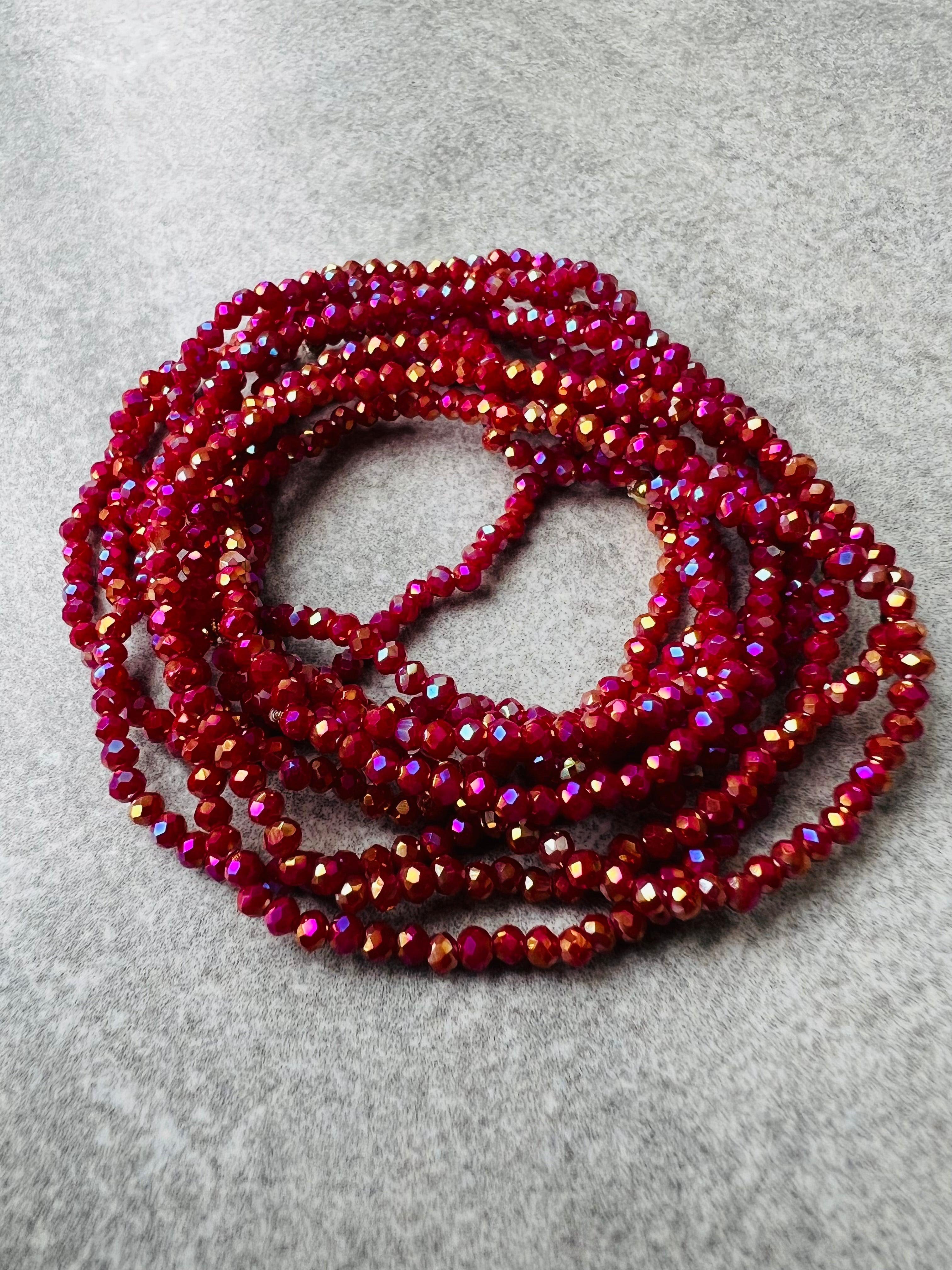 Bracelet GYSEL rose framboise brillant perles à facettes - Créations Uniques