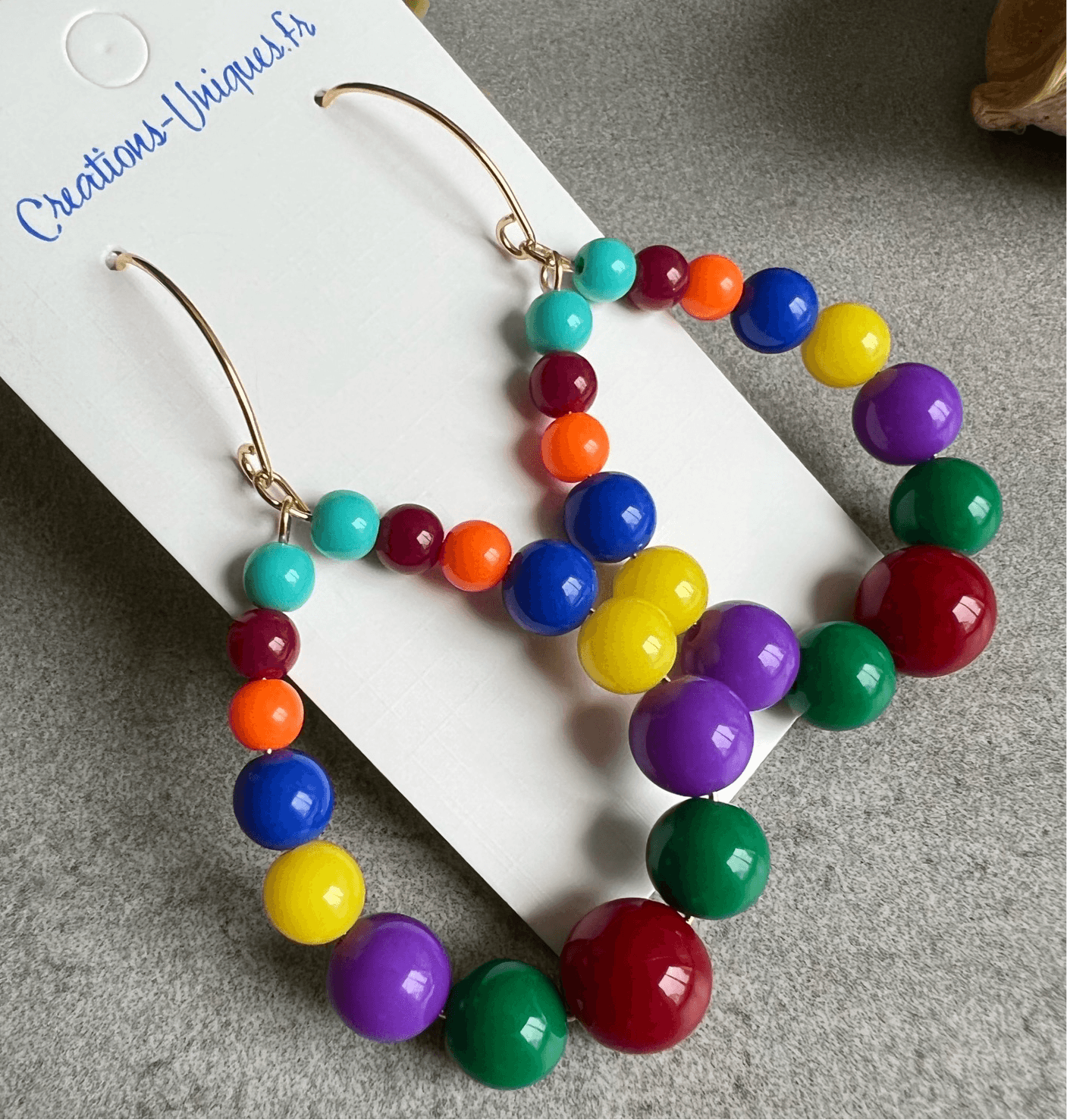 Boucles d’oreilles JANE perles multicolores - Créations Uniques - Créations Uniques