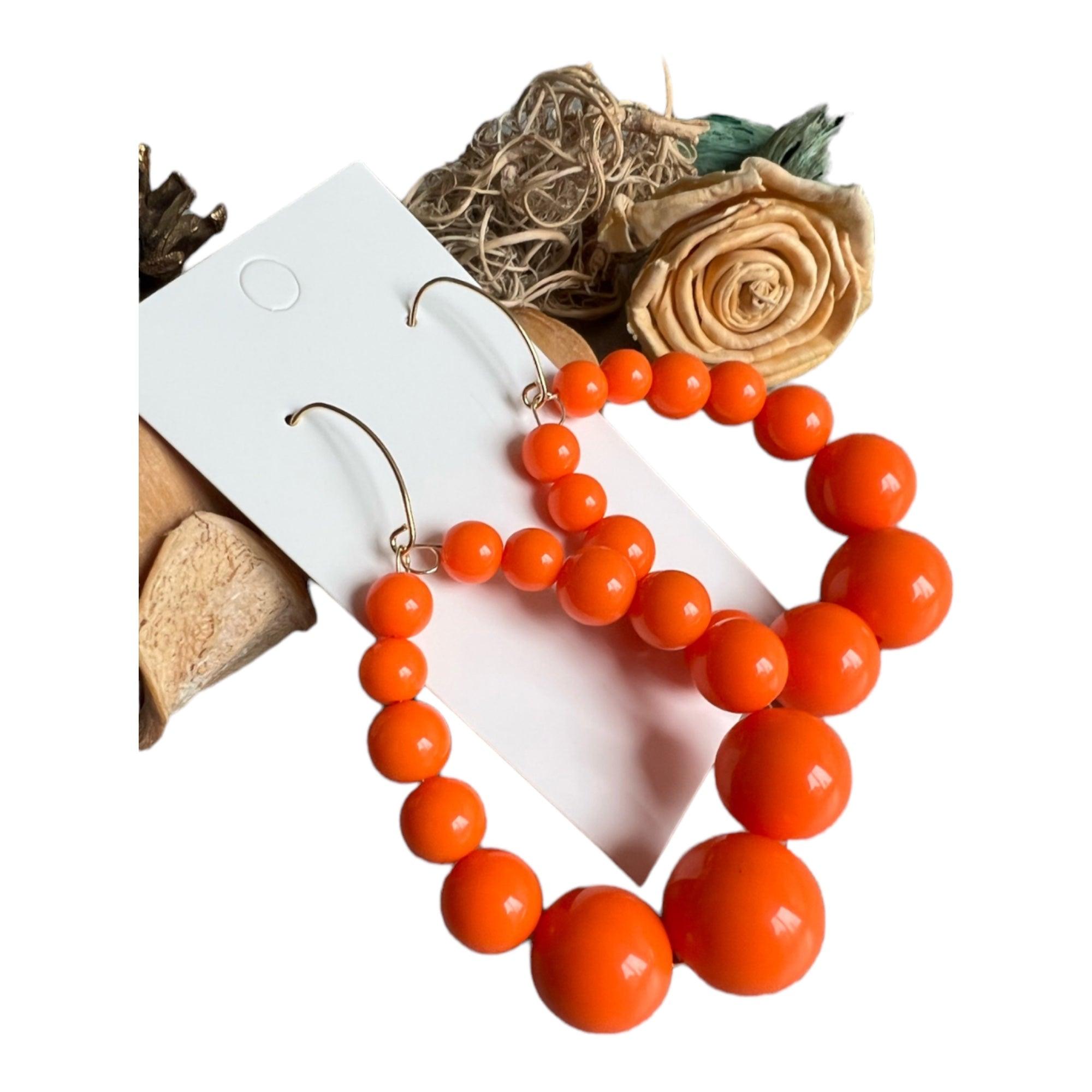 Boucles d’oreilles VINCIANE perles oranges - Créations Uniques - Créations Uniques