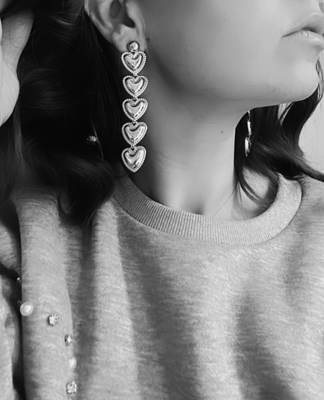 Boucles d’oreilles CAMYLIA cœurs argentés - Créations Uniques