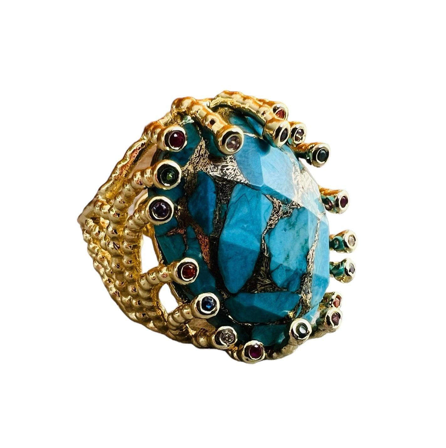 Bague BEATRICE bleu océan - Créations Uniques